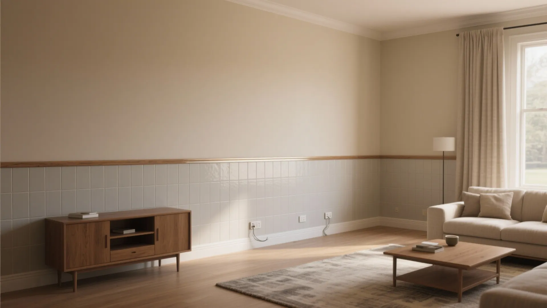 2) Half-Height Tiled Wainscot