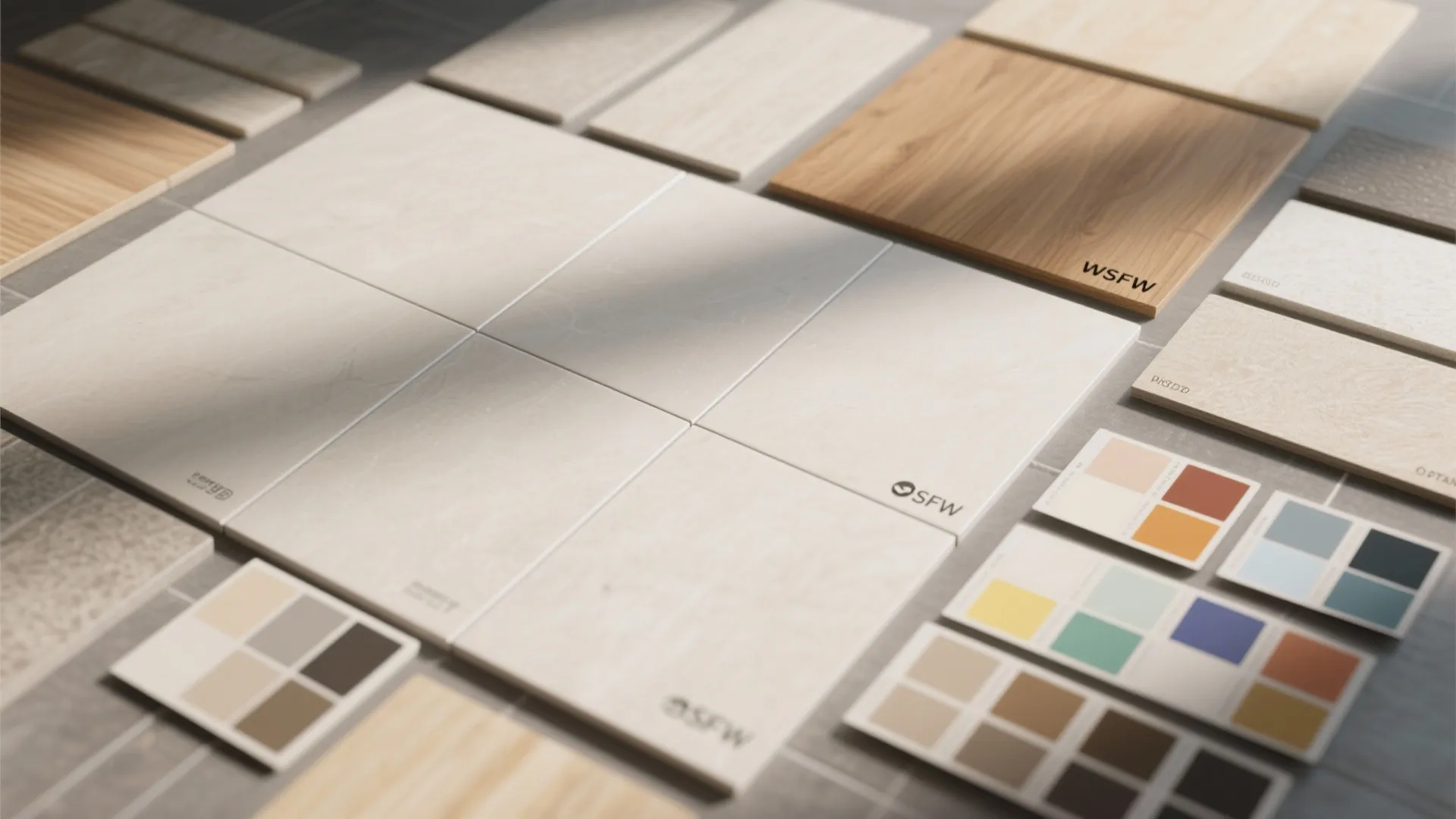 5. Light, large-format tiles and layered lighting