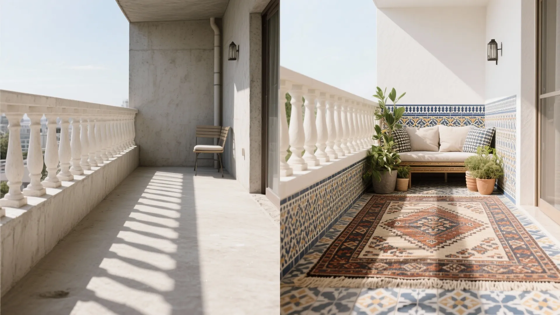 Moorish tiles and patterned rugs