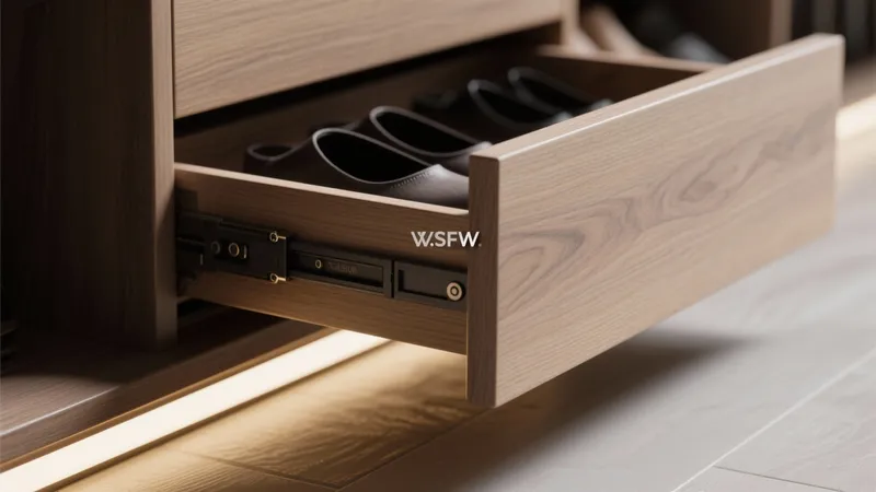 Smart Shoe Storage Drawer with Soft-Close Mechanism