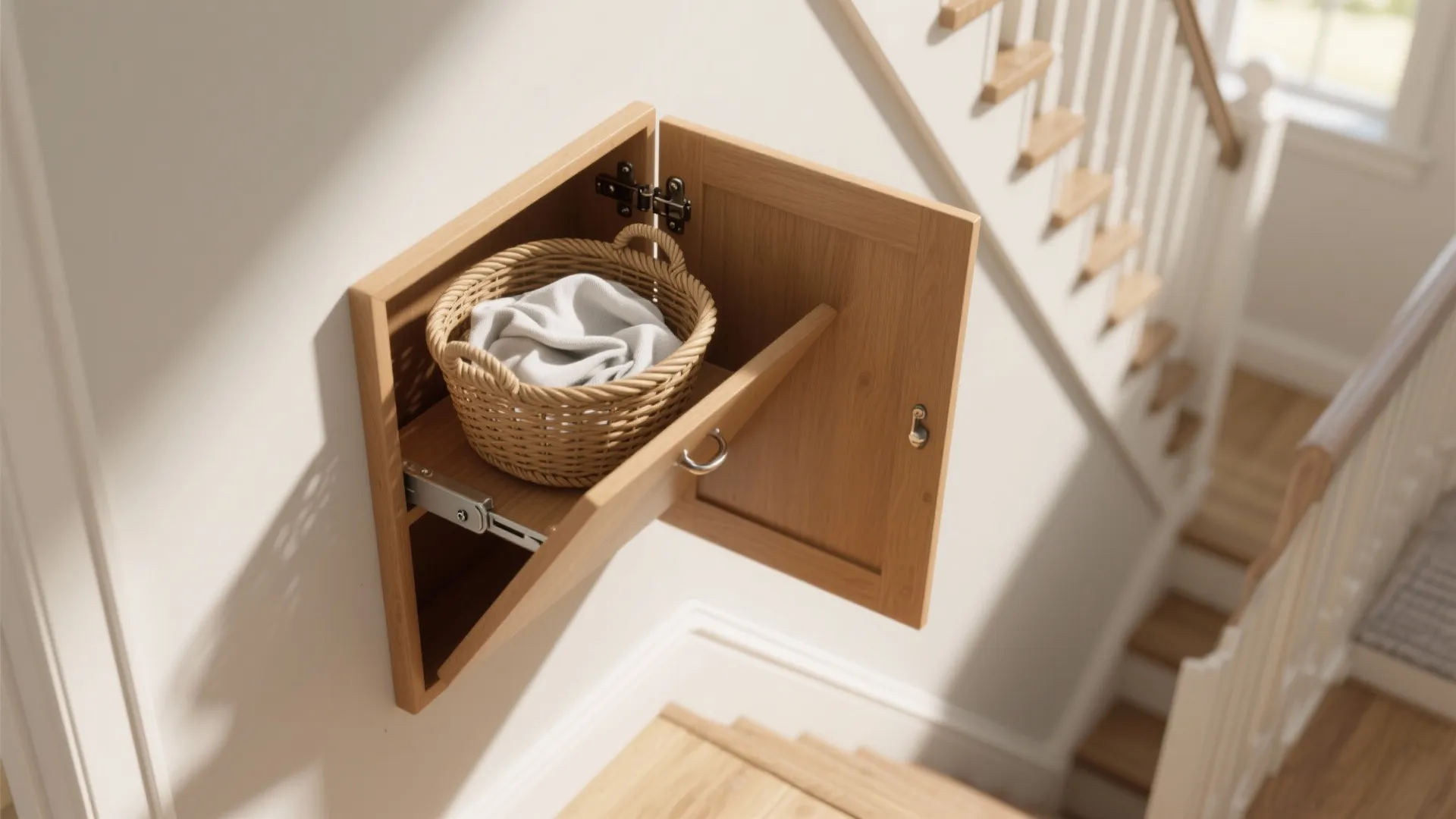 3. Tilt-out box door that doubles as a drop shelf