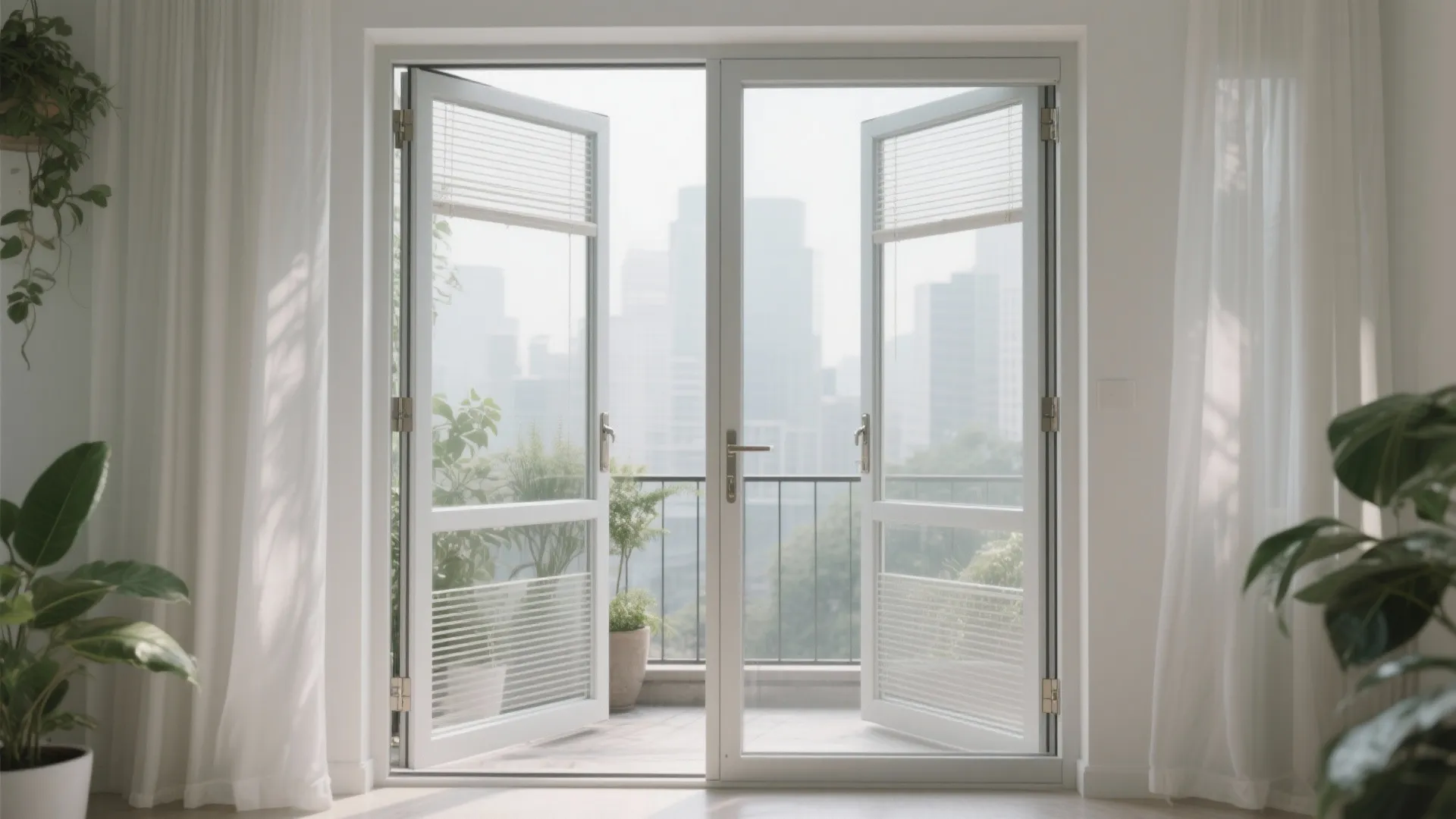 Hybrid tilt-and-turn double doors for airflow control