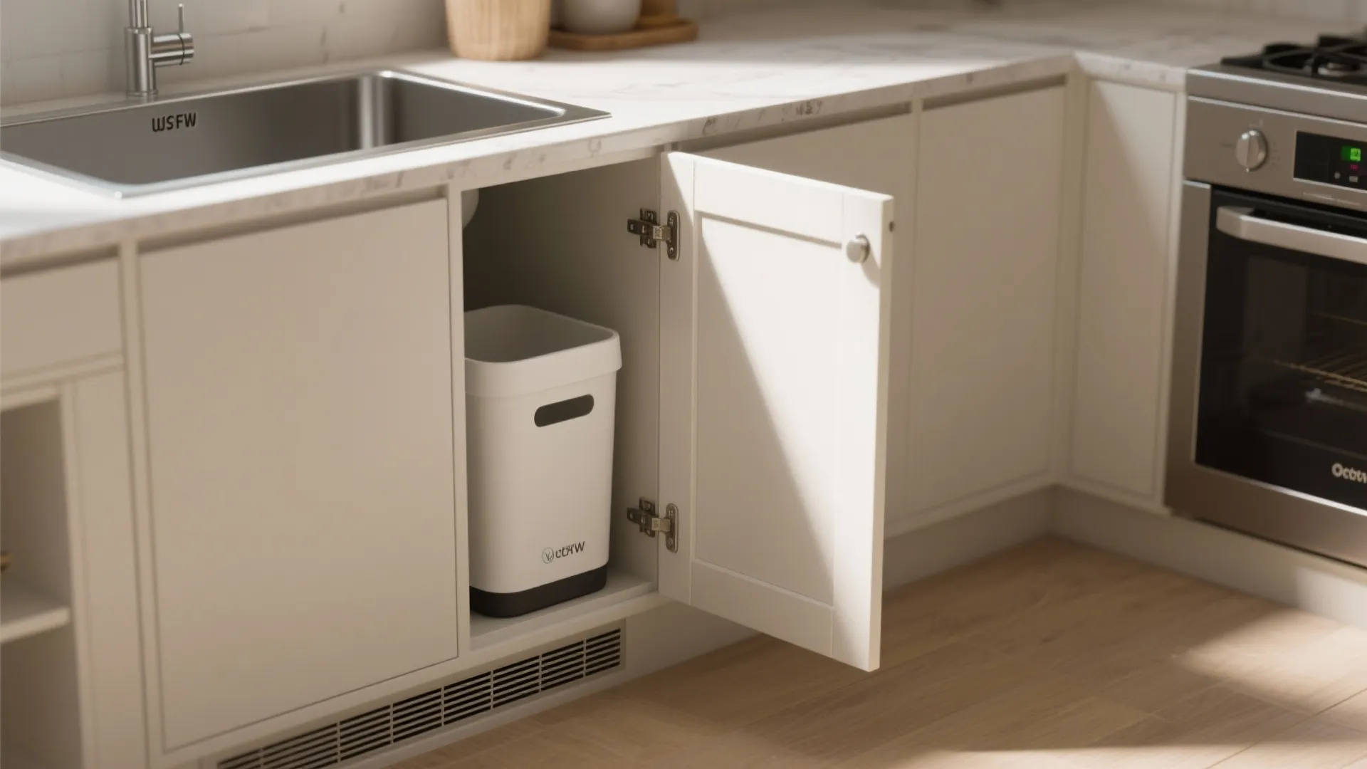 2) Tilt-out mini-door for narrow gaps