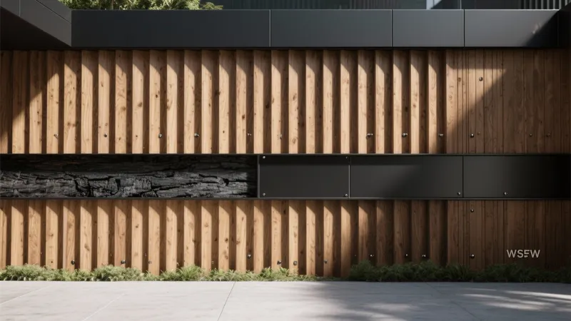 Modern Wood & Charcoal Exterior Wall Design