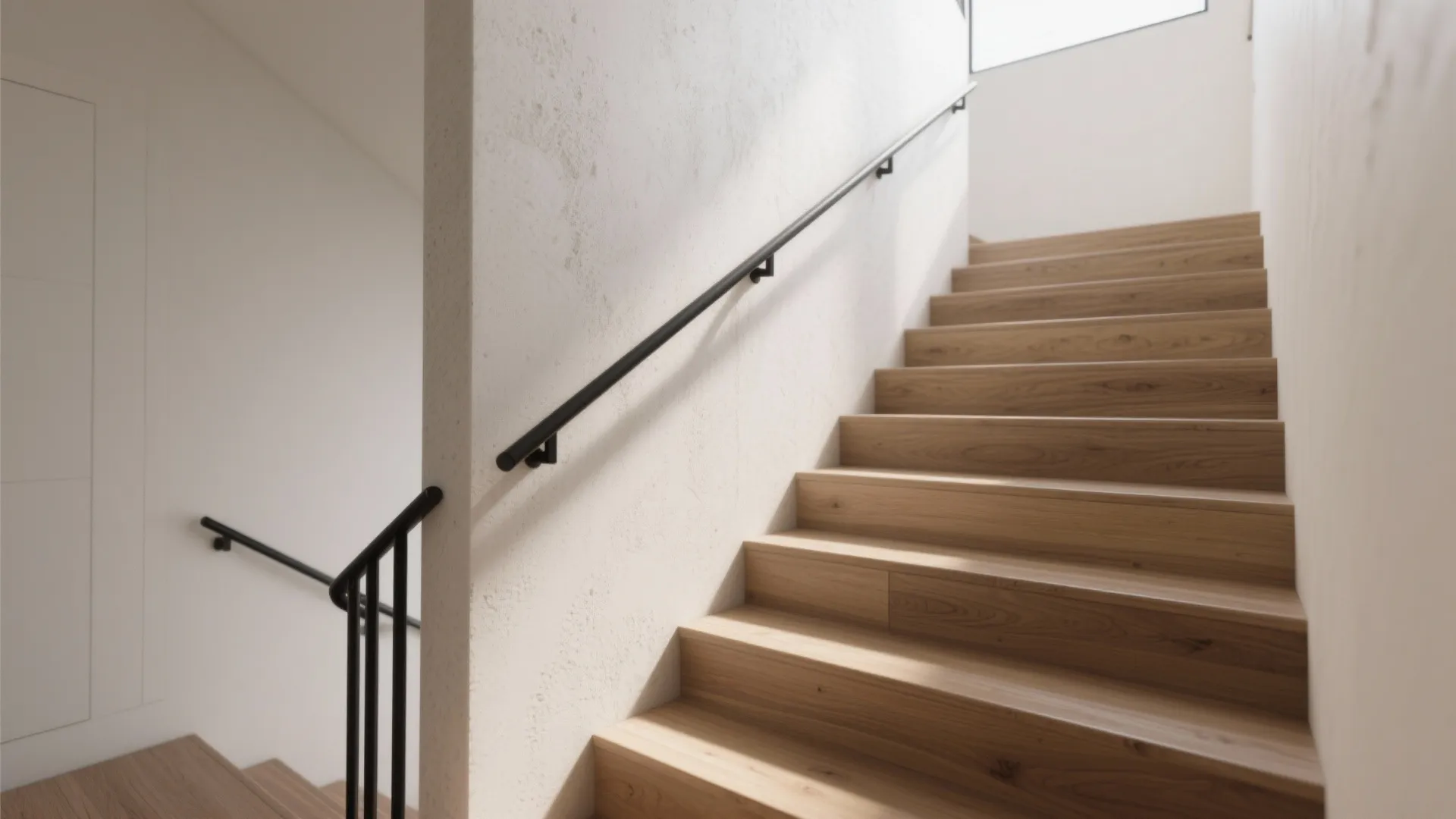 Material contrast: timber warmth with matte black accents