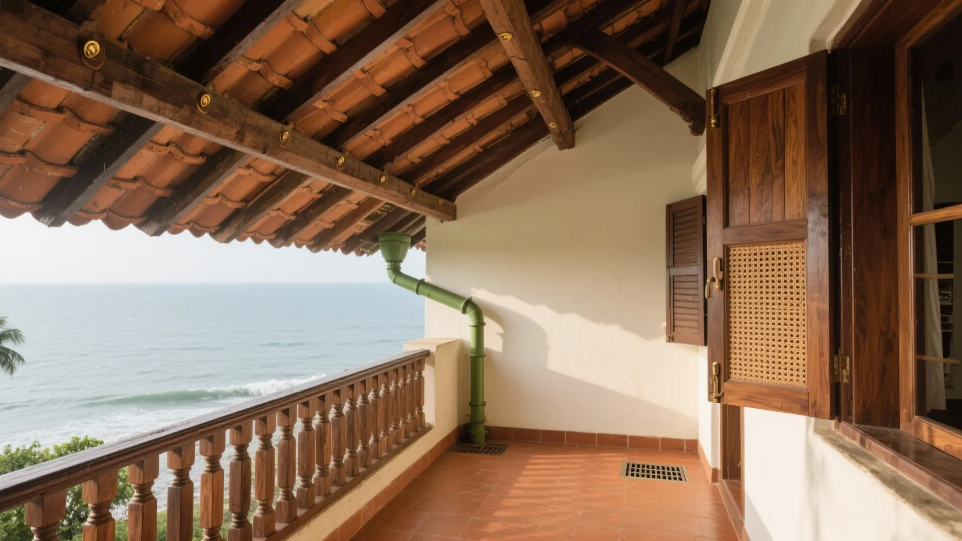 Traditional timber canopy and wooden railings