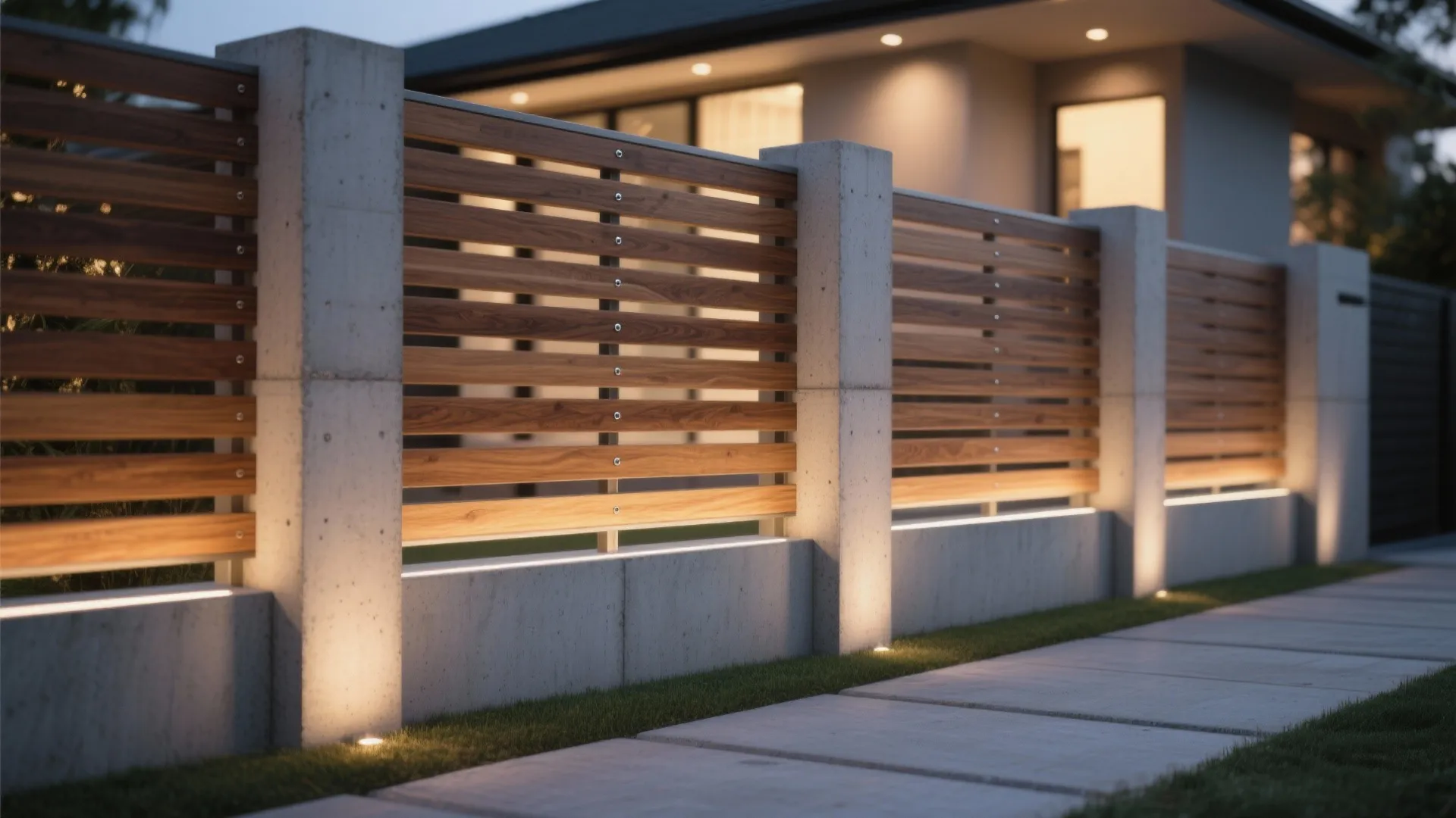 Concrete and Timber Slats with Lighting