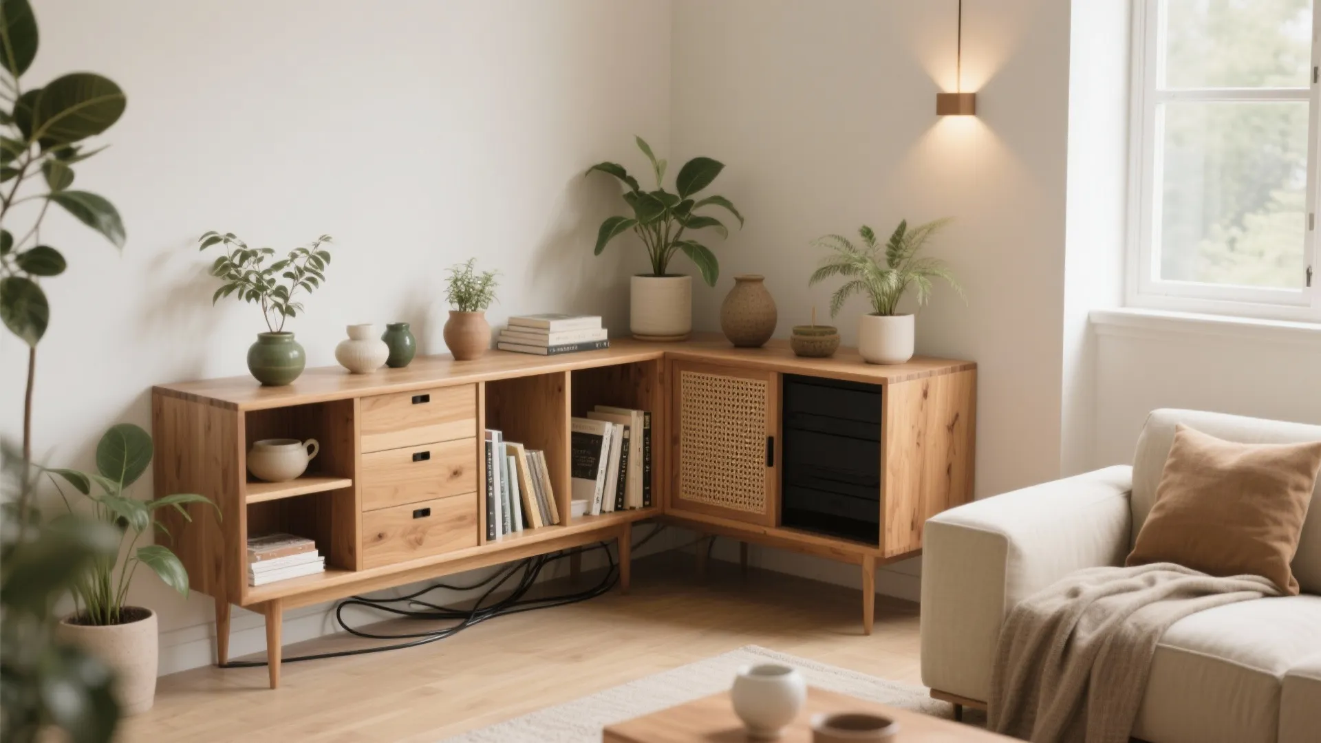 Wooden Corner Stand for Living Room: Stylish Space-Saver: 1 Minute to Upgrade: Maximize Your Living Room Corners Instantly