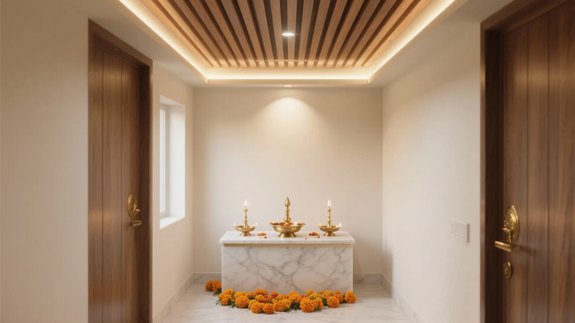 Minimalist Timber Ceiling with Hidden Glow