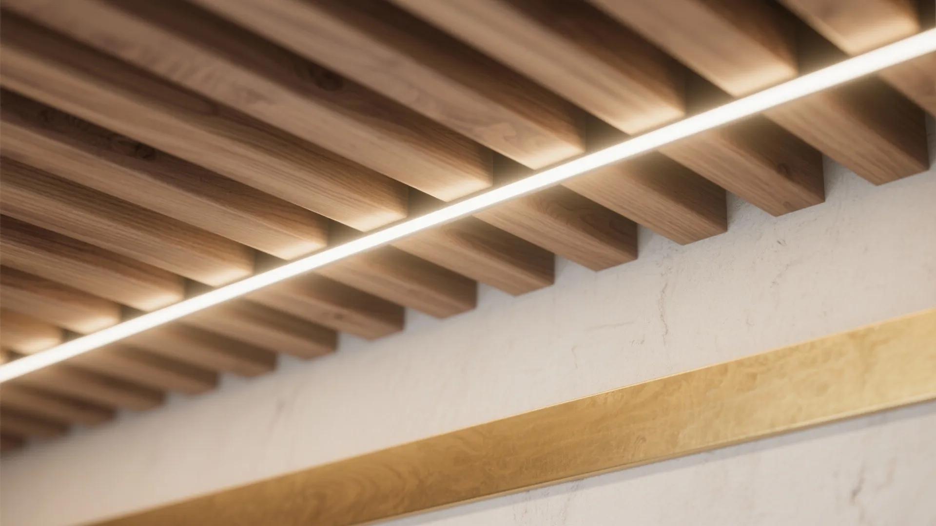 Minimalist Timber Ceiling with Hidden Glow