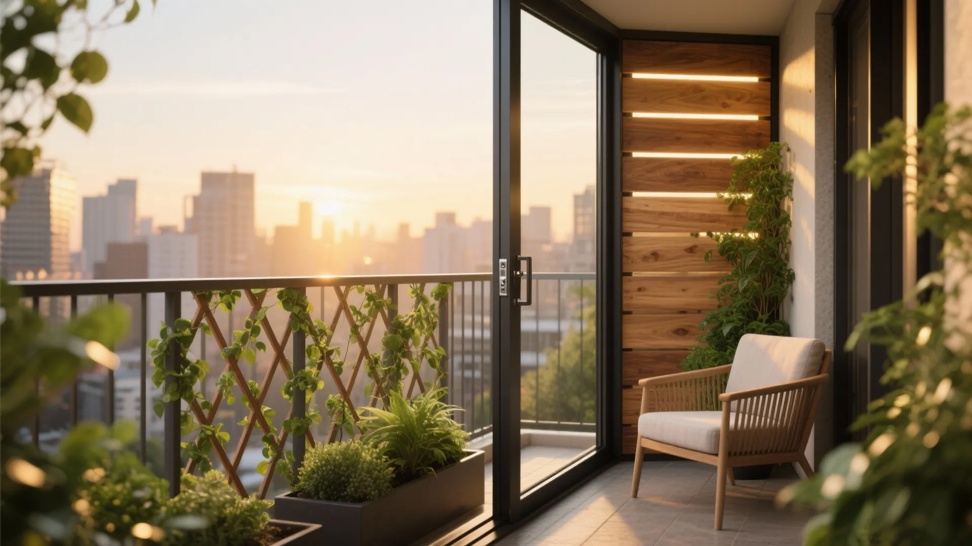 5) Timber-accent gate with planter-trellis combo