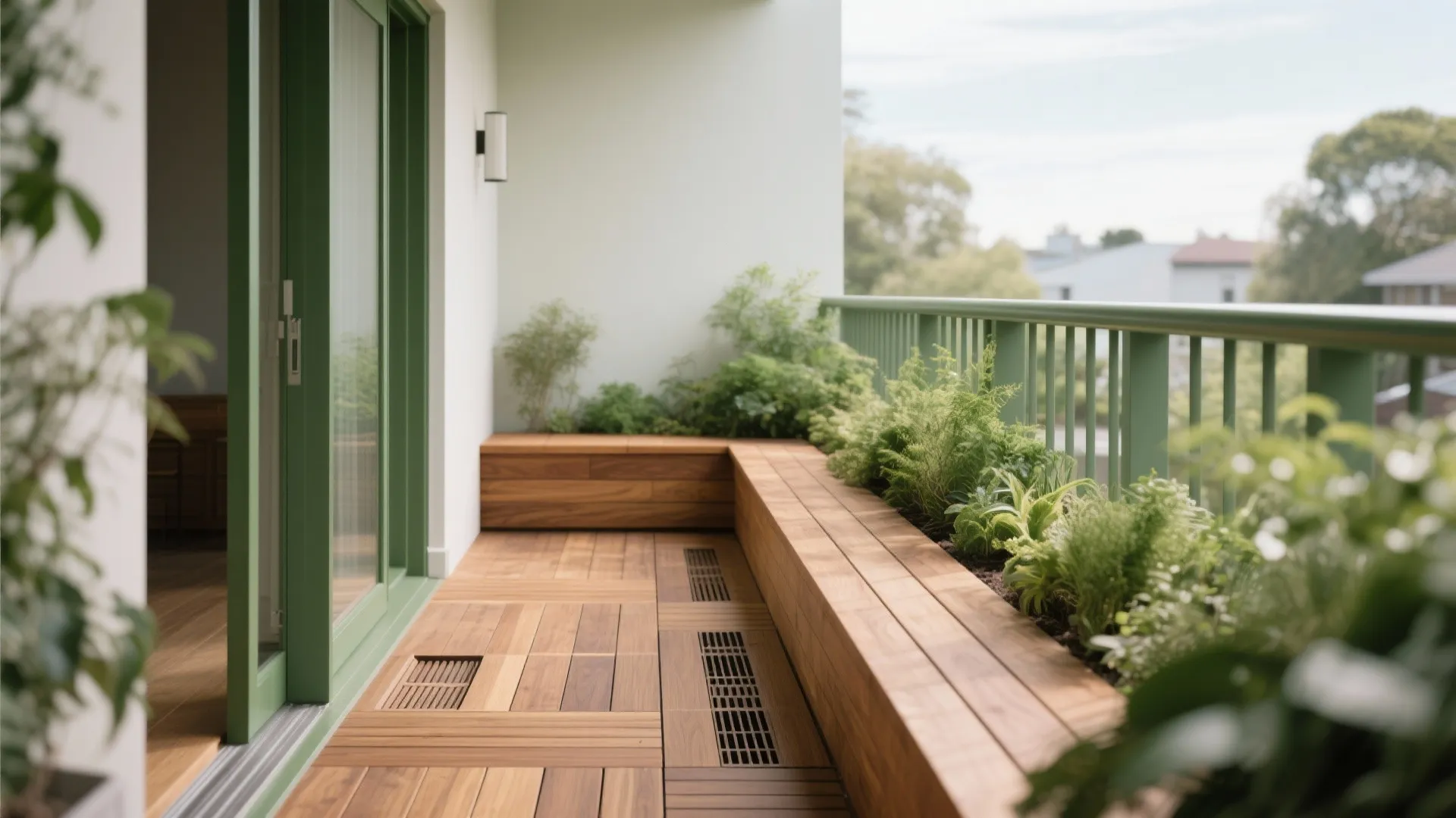 Warmth of Timber Decking and Integrated Planters