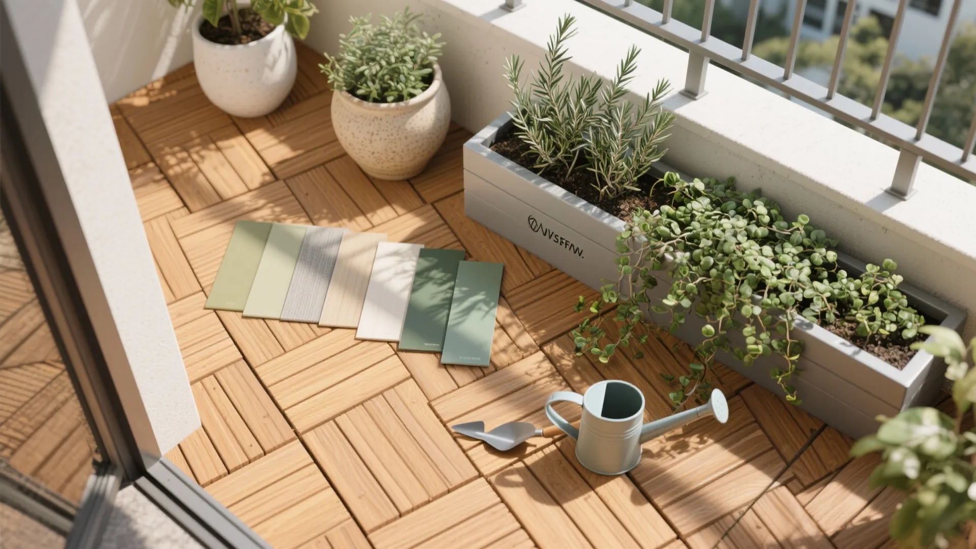 Warm timber tones and low-care planting