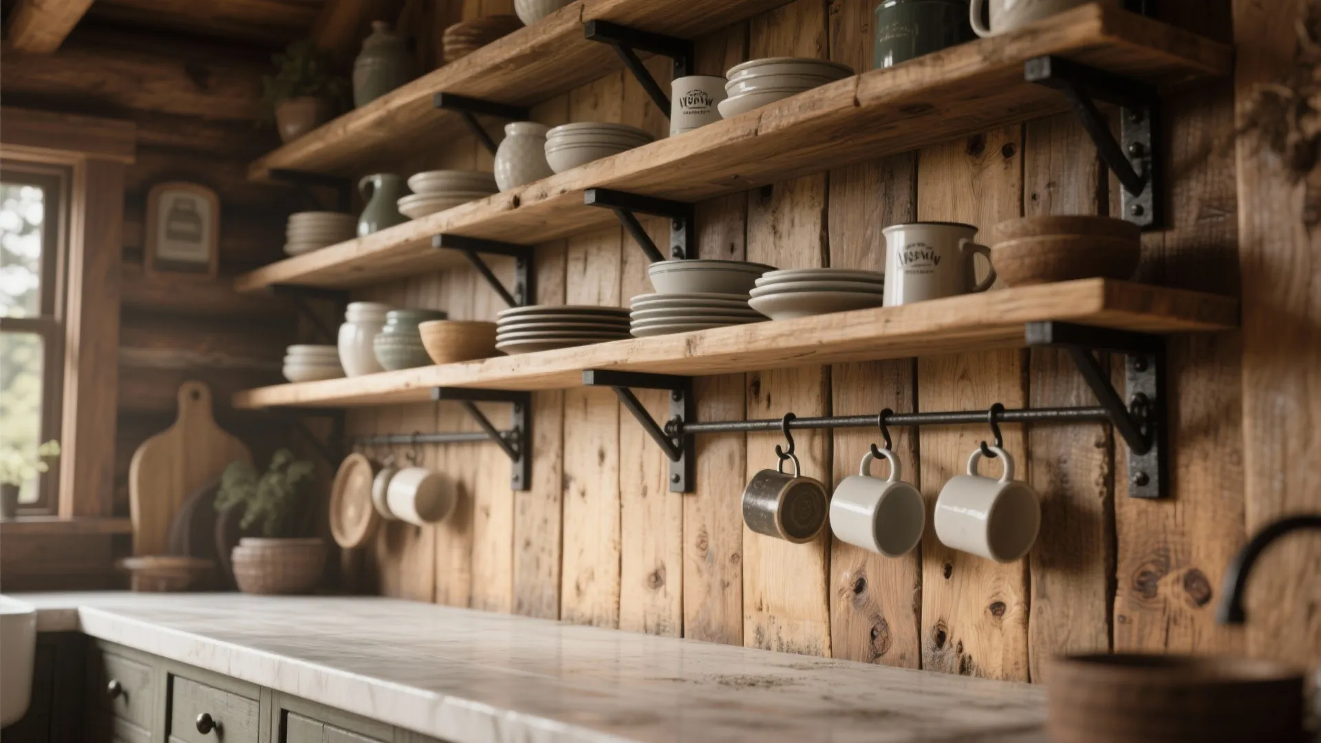 1. Maximize vertical storage with timber shelves