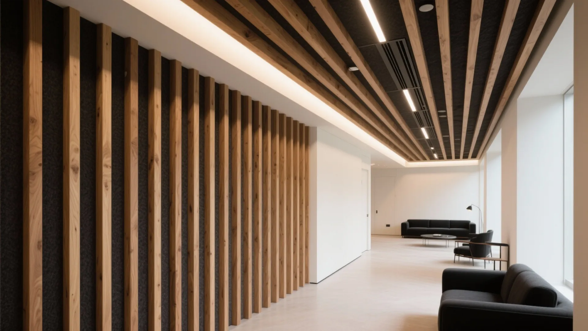 Warm timber slat drop at the bend