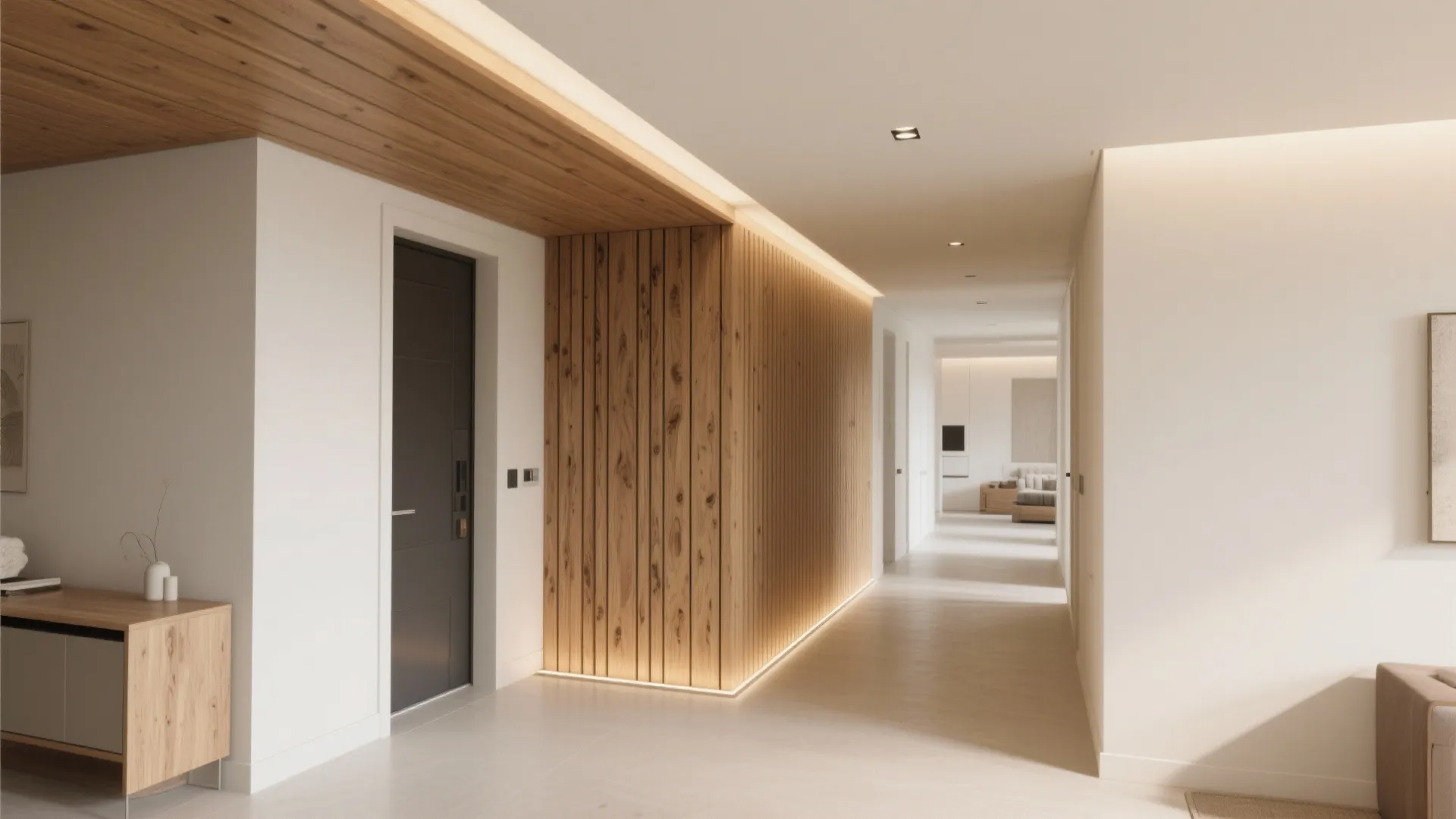 Timber slat accent at the entry leg