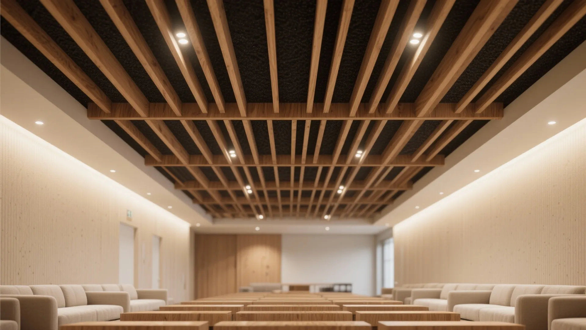 Timber Slat Raft with Acoustic Backing