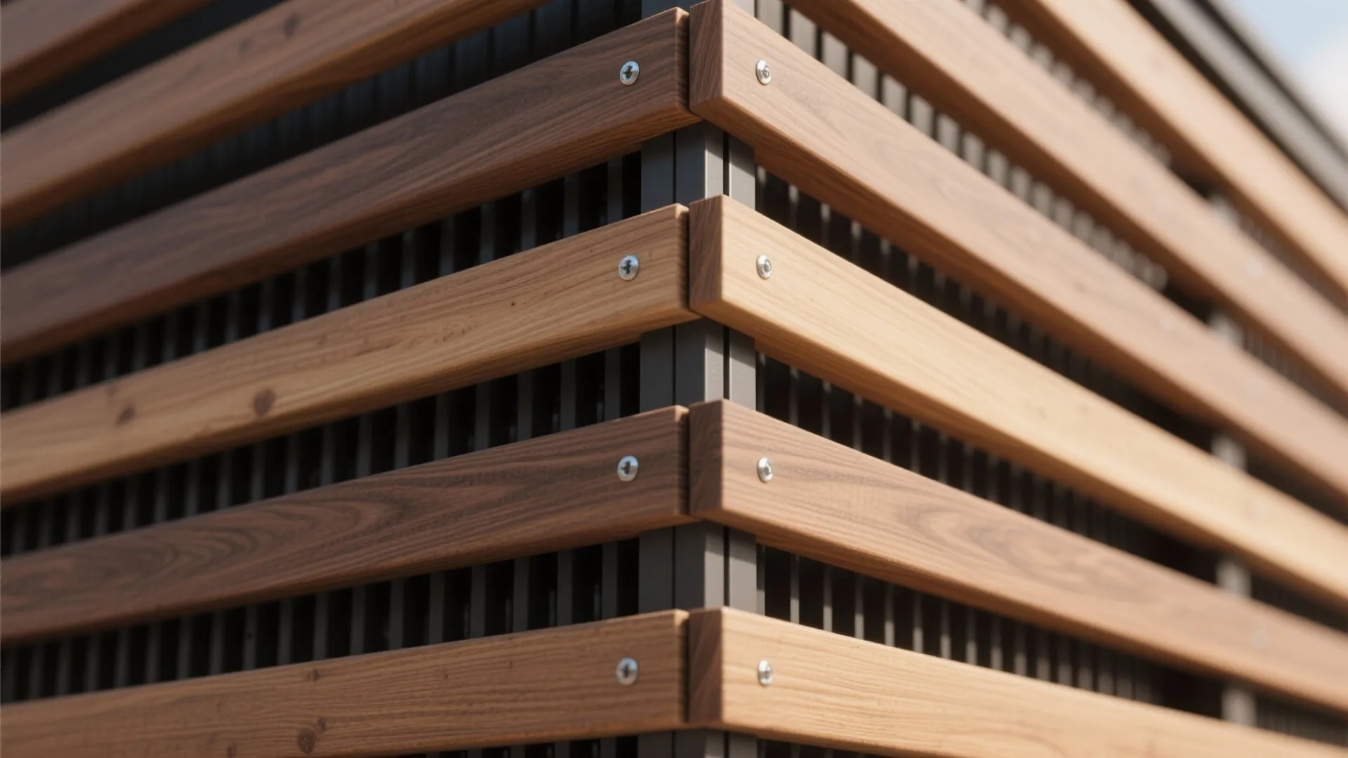 Vertical timber slats with deep shadow lines