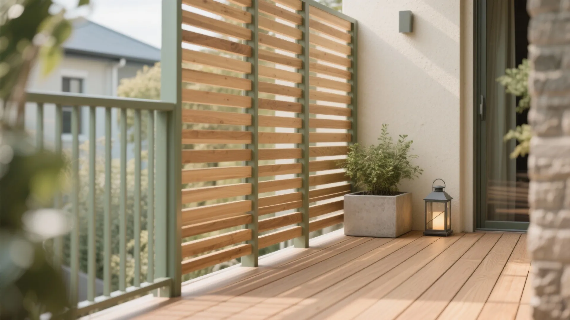 Warm Timber Decking and Slatted Privacy Screens