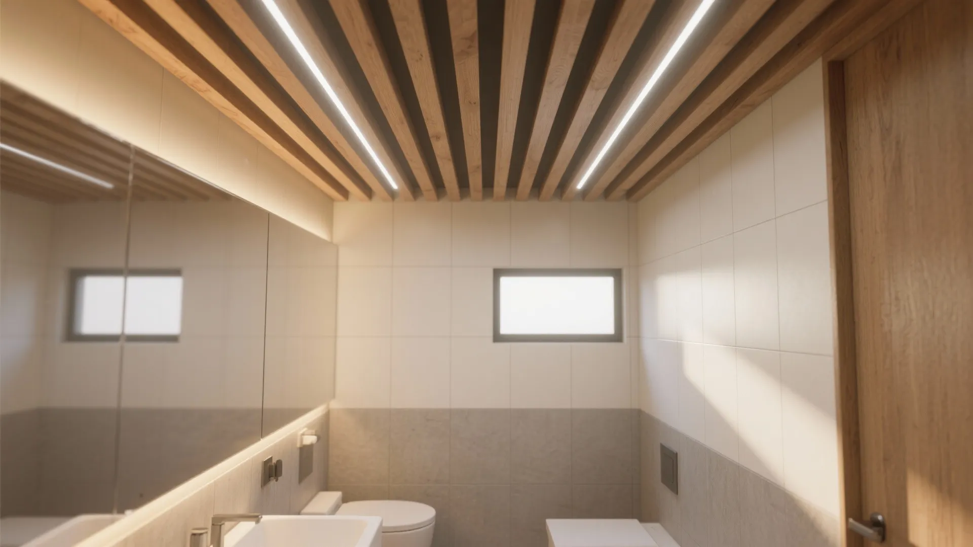 Timber Slats + Hidden Lighting for Warmth