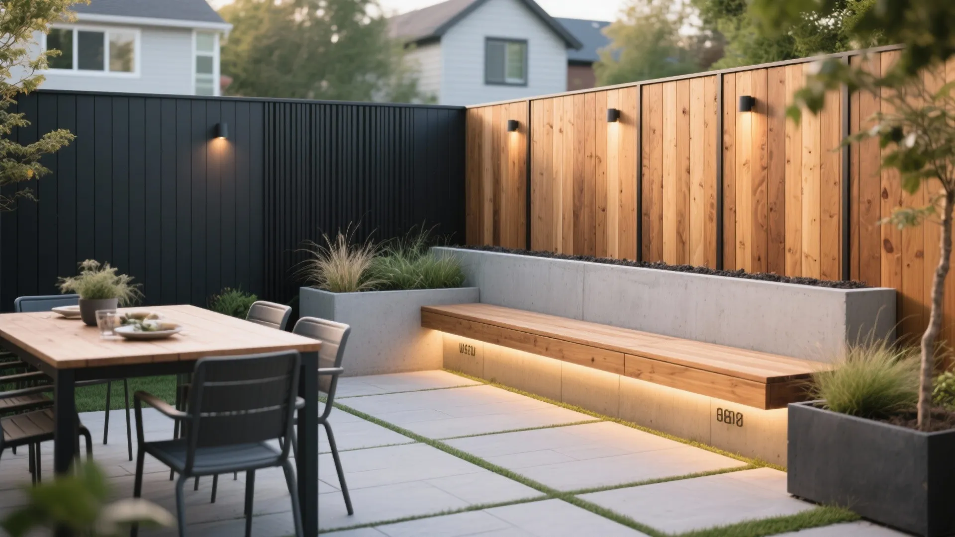 Warm timber and steel hybrid (with seating)