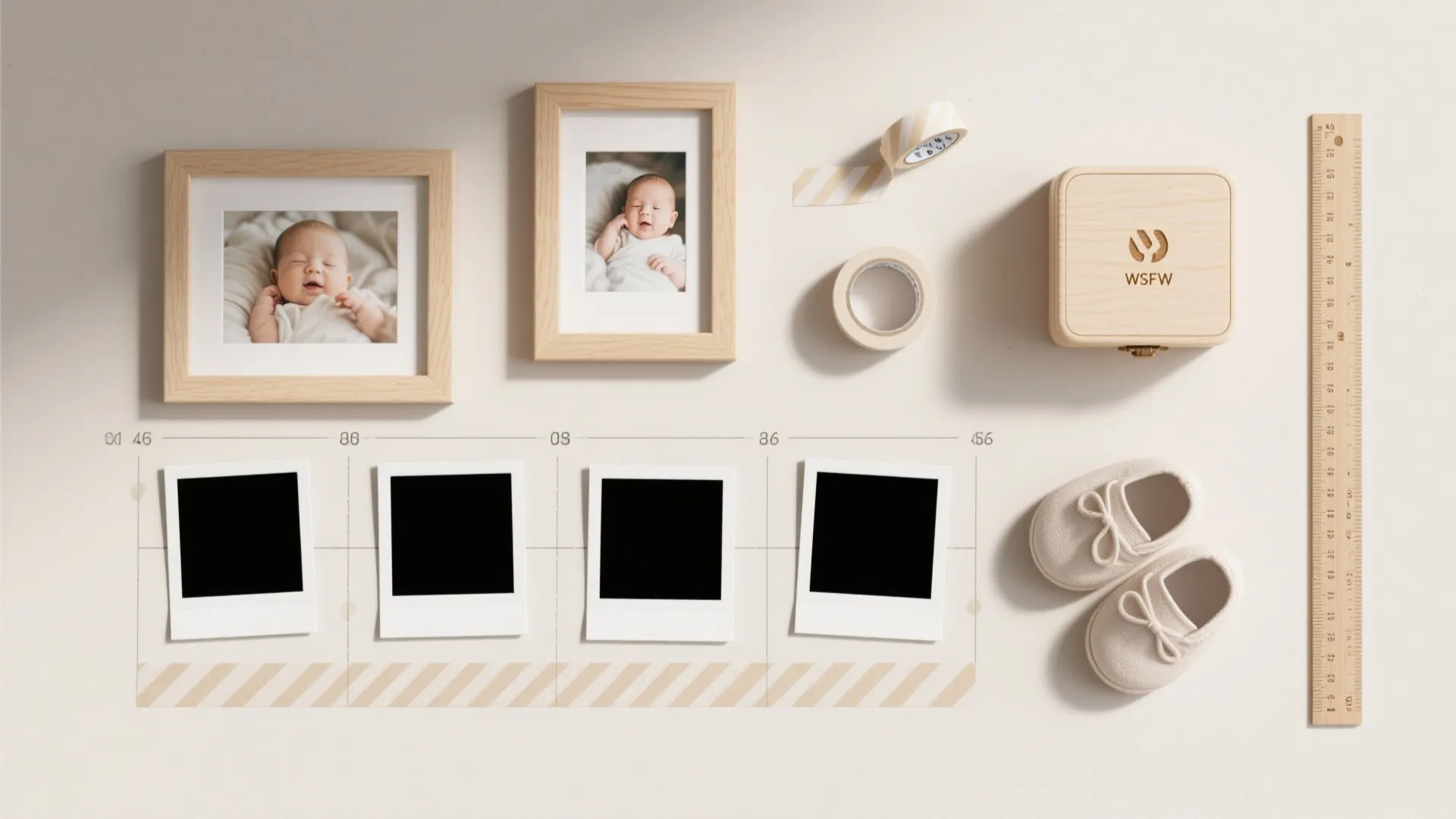 Photo timeline wall and memory table