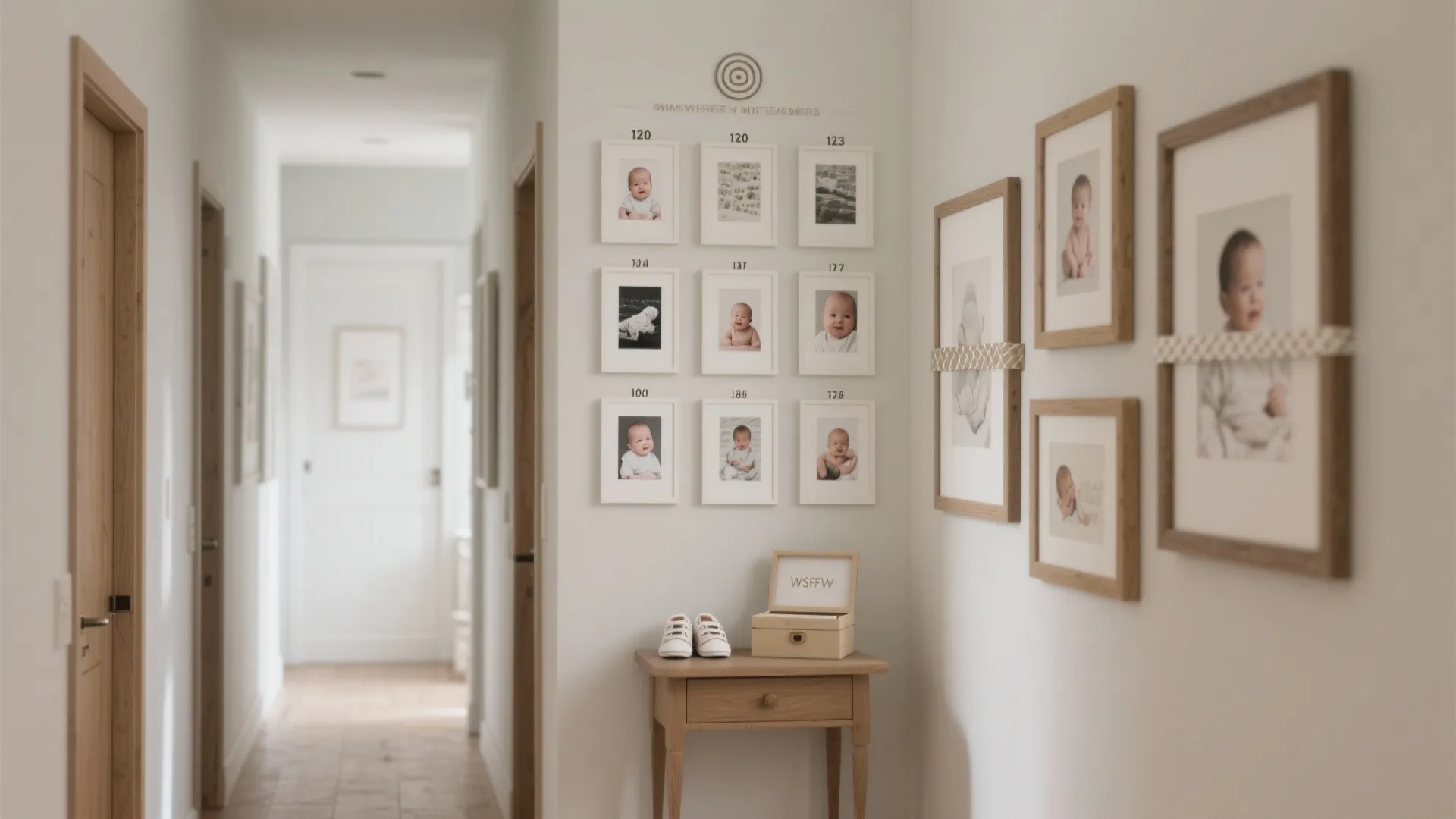 Photo timeline wall and memory table