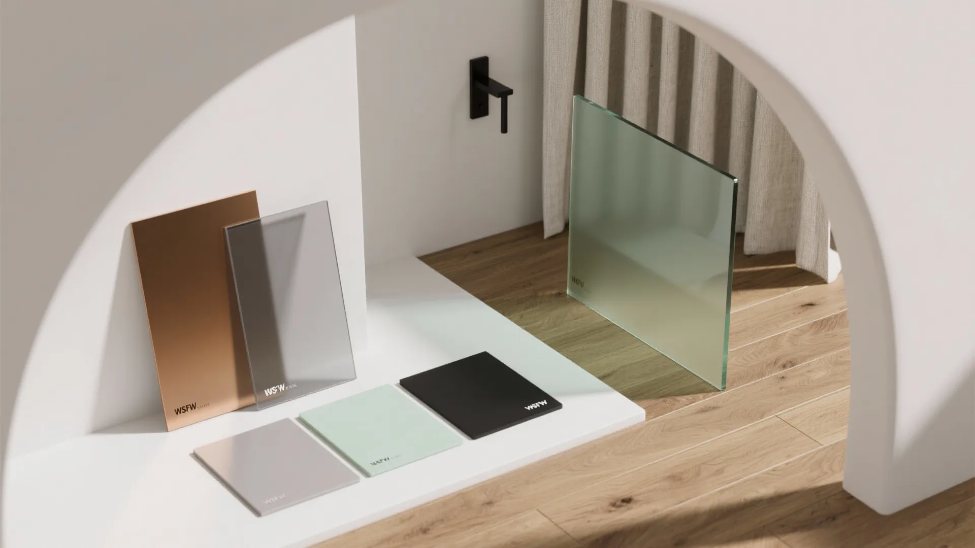 Tinted or colored glass arches to set mood (without kitsch)