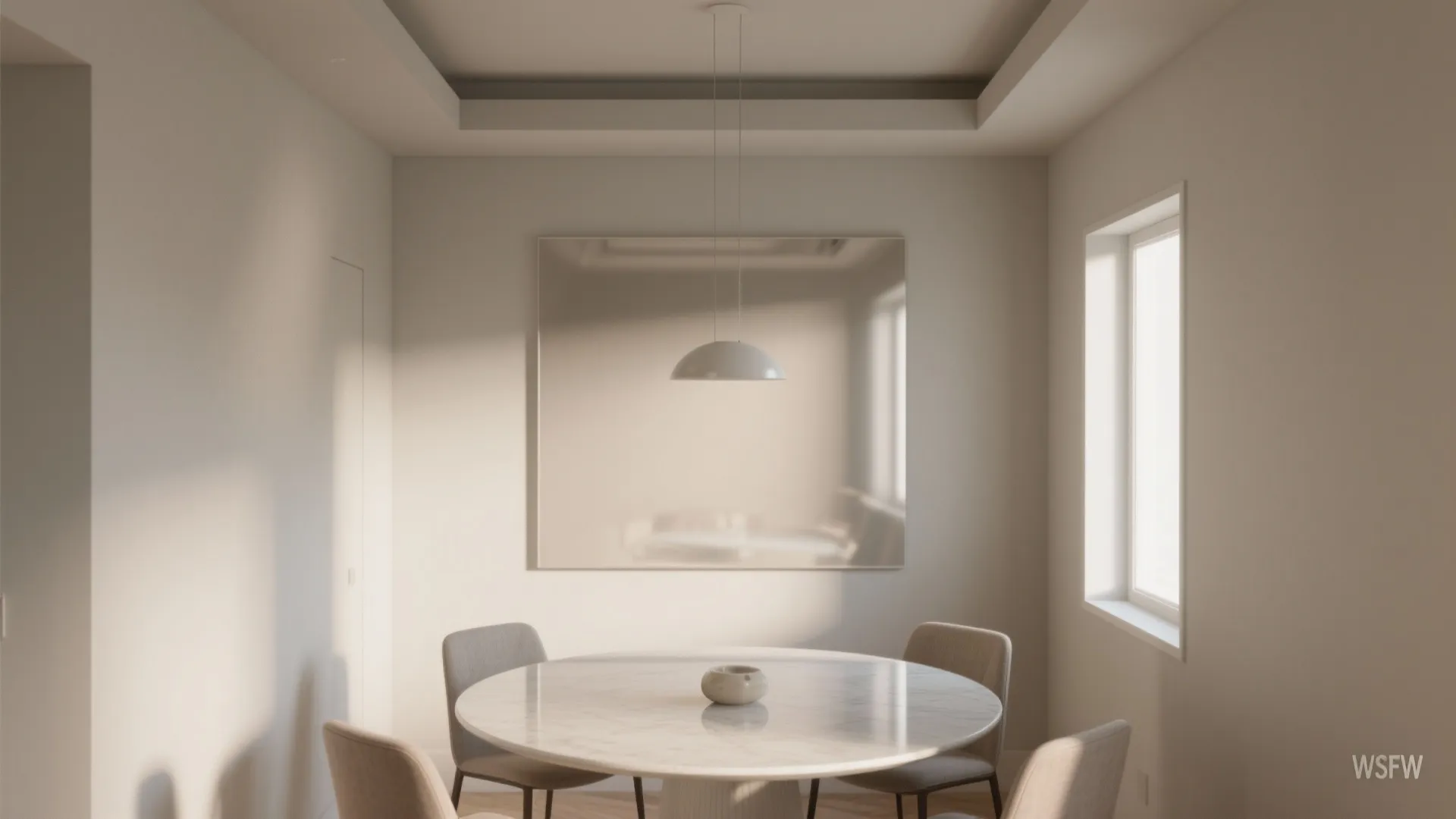 Color-Play Ceiling: Pale Tint, Gloss Accents, or Reflective Panels