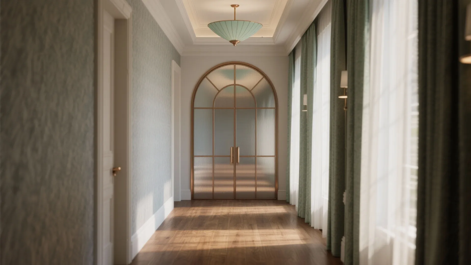 Tinted or colored glass arches to set mood (without kitsch)