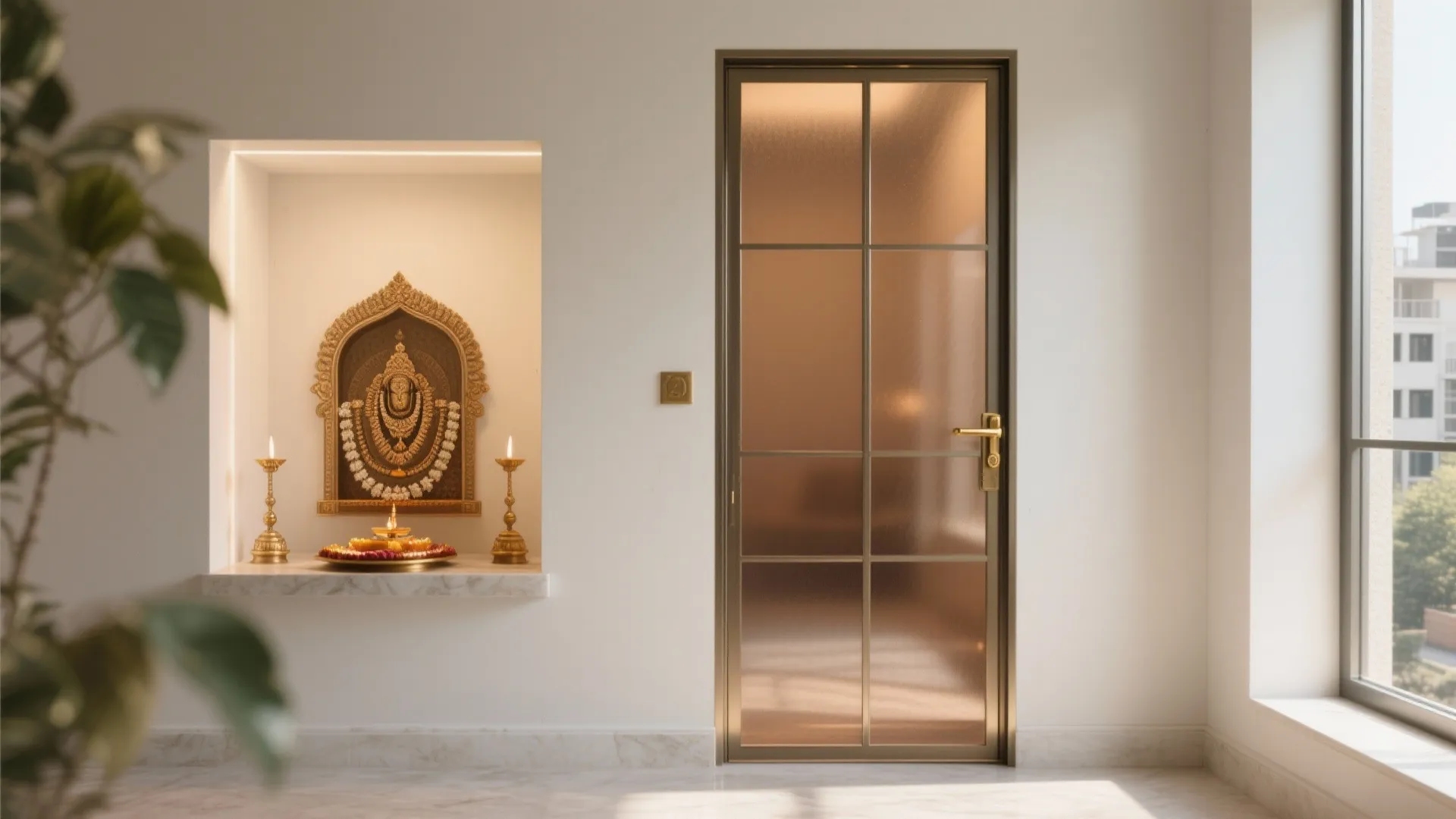 Tinted glass single door with slim metal frame