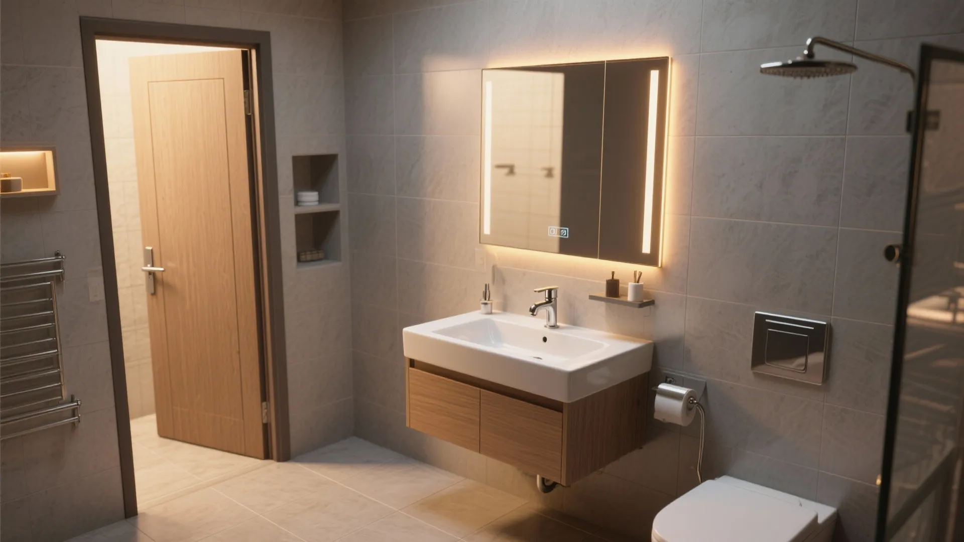 Tiny Bathroom: Float, Reflect, and Simplify