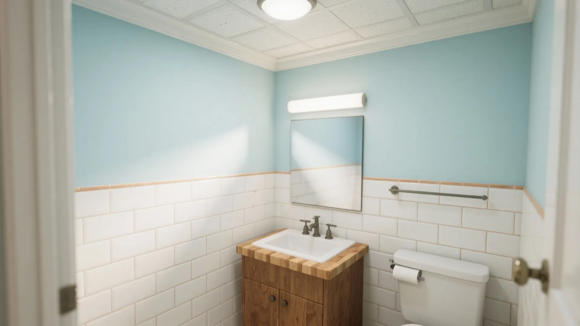 2. Brighten a tiny bathroom