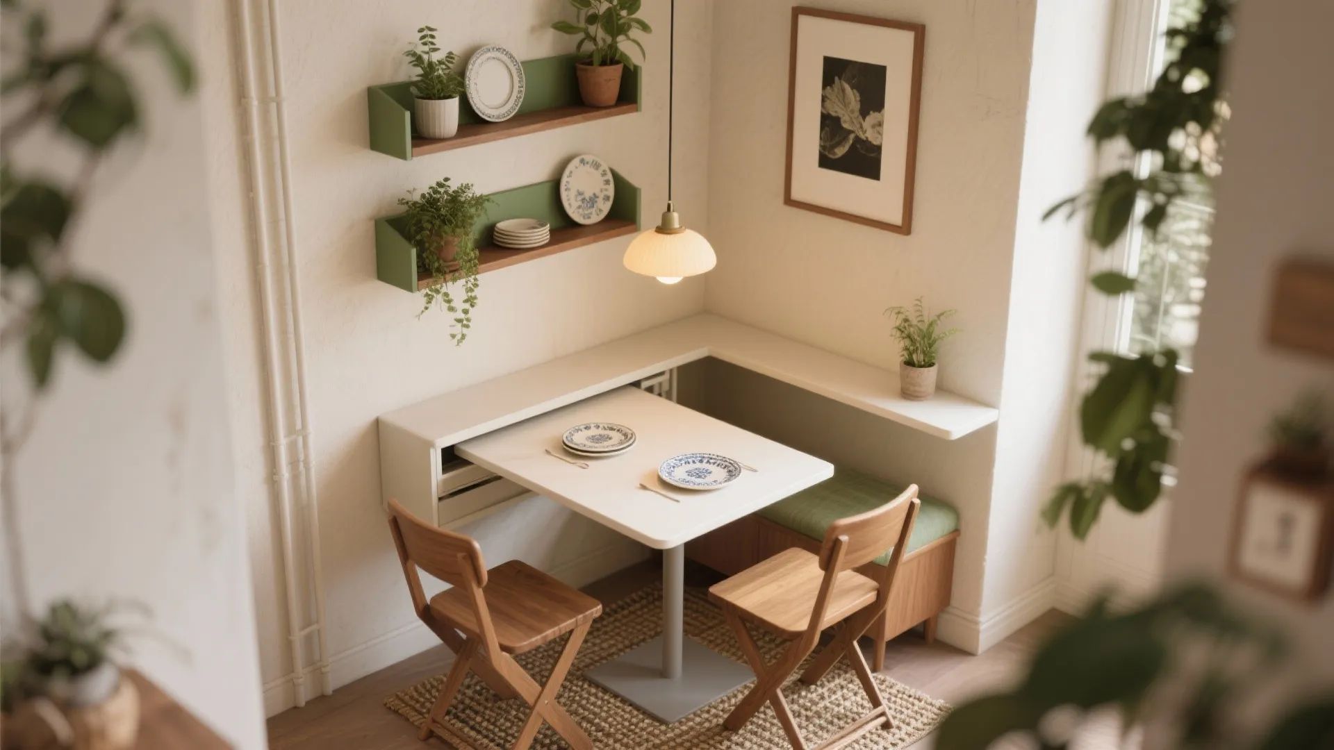 5. Create a small dining nook with vertical thinking