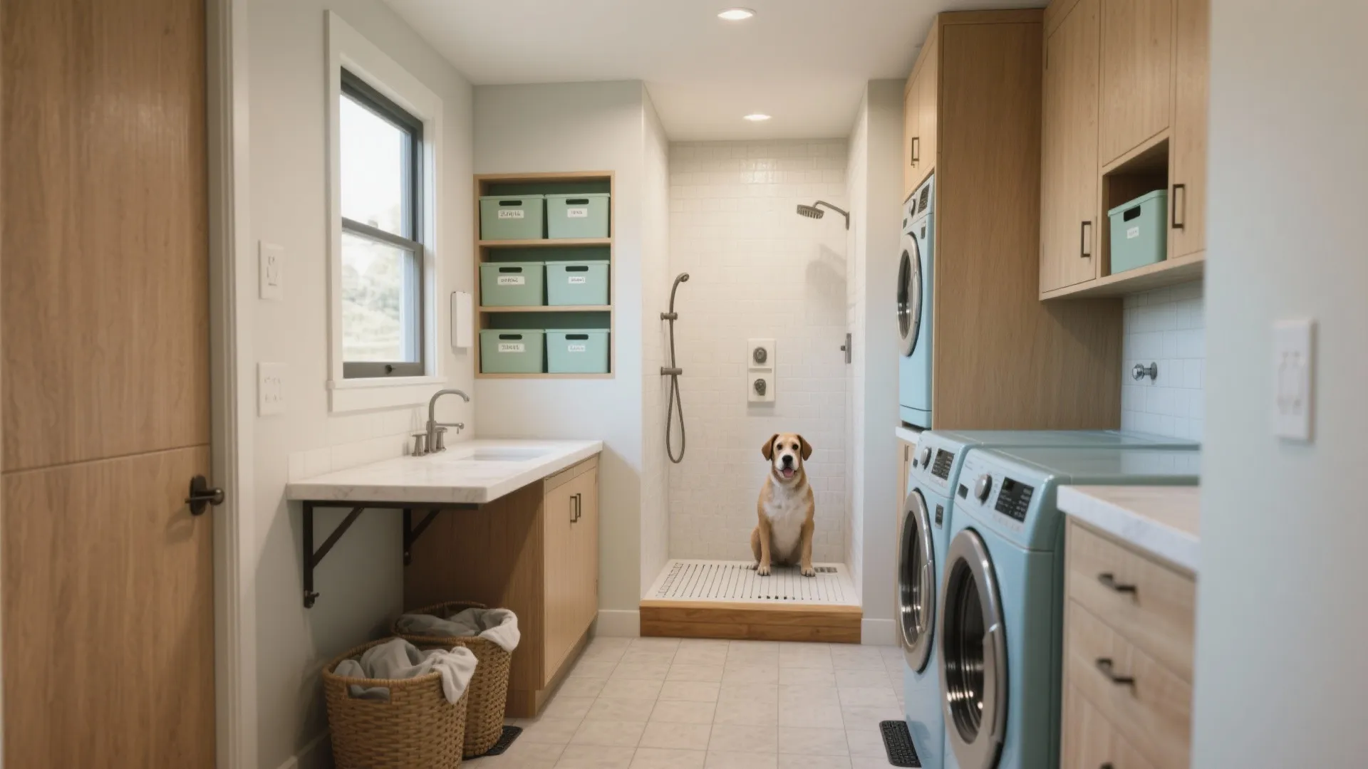 Small Laundry Room with Dog Shower: A Clever Space Solution: 1 Minute to Transform Small Rooms: Add a Dog Shower to Your Laundry