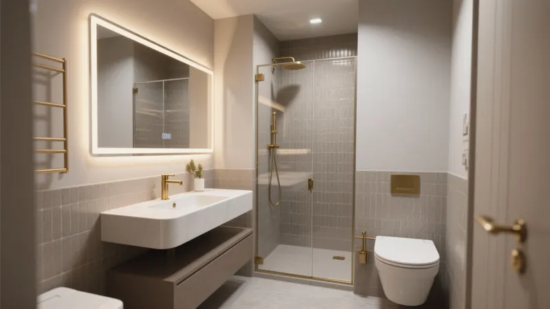 Modern Bathroom Design with Gold Accent