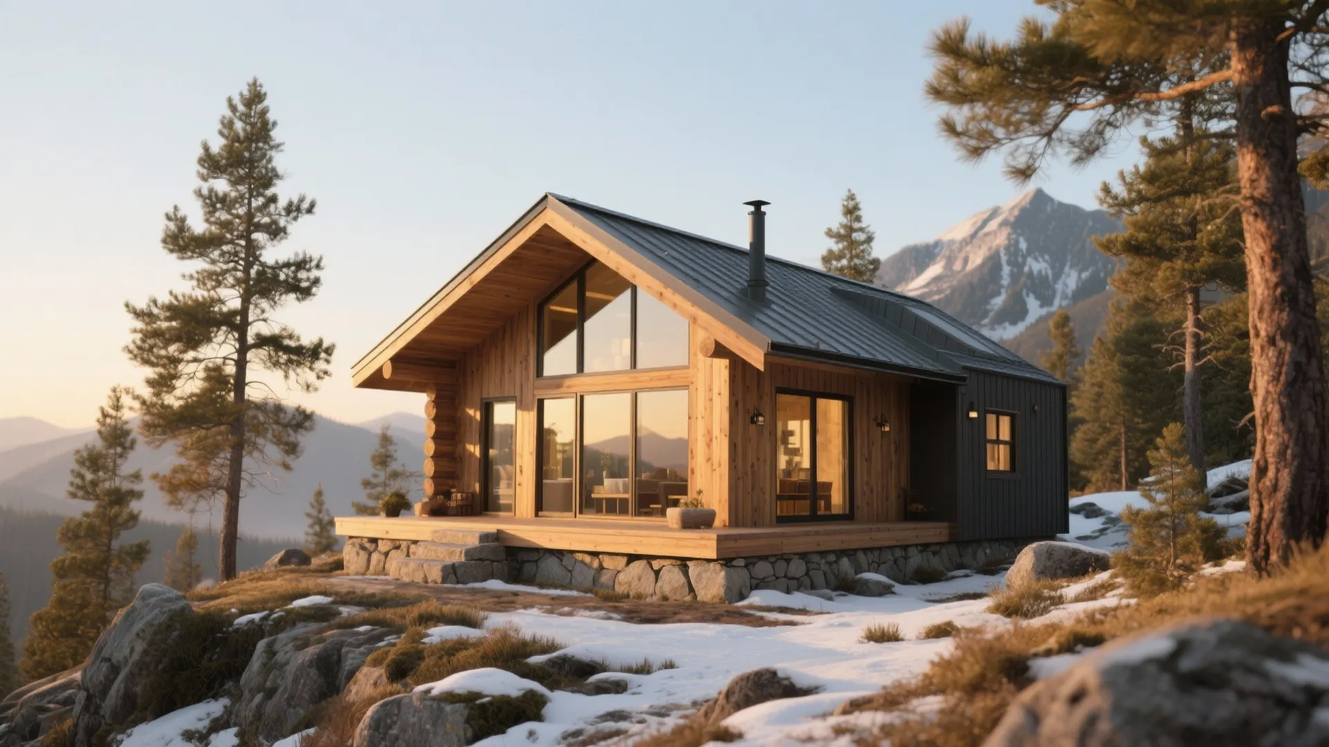 Small Mountain Home Designs: 5 Ideas: Compact cabin inspirations to make a tiny mountain retreat feel expansive