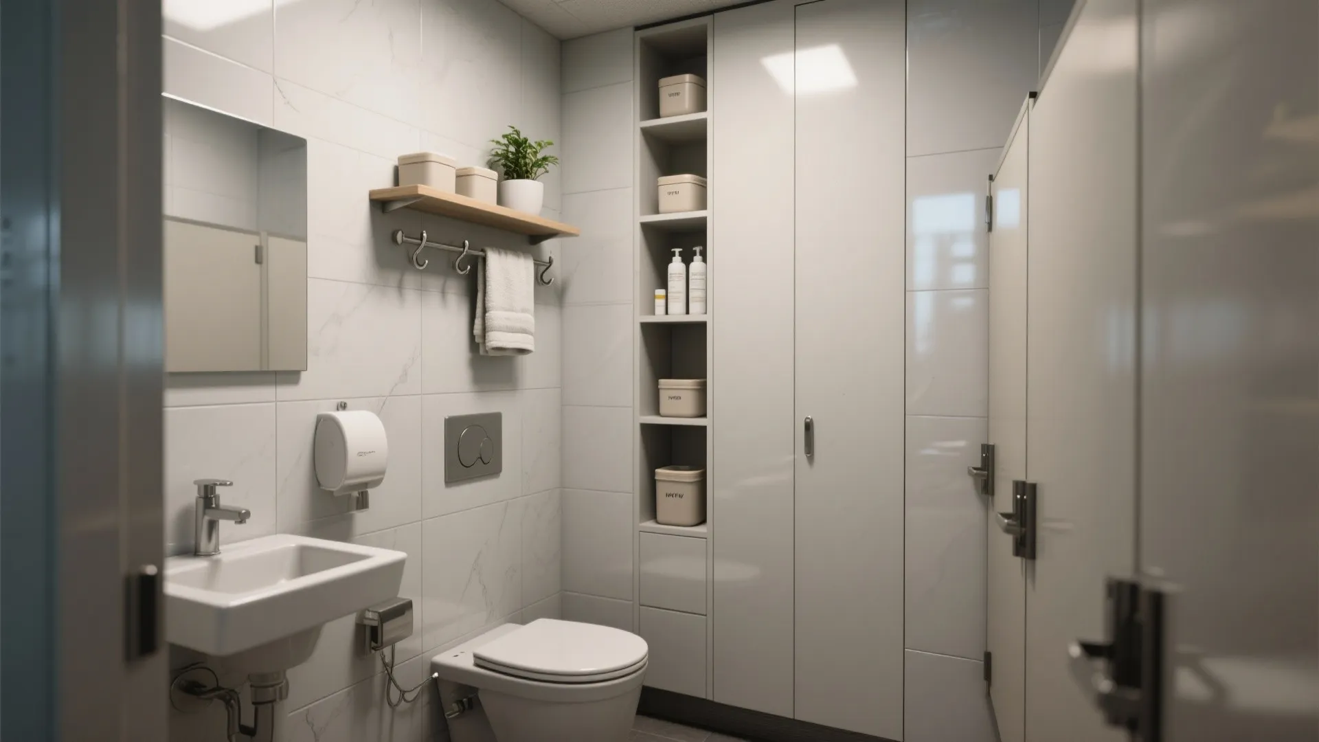 2. Use vertical storage and open shelving