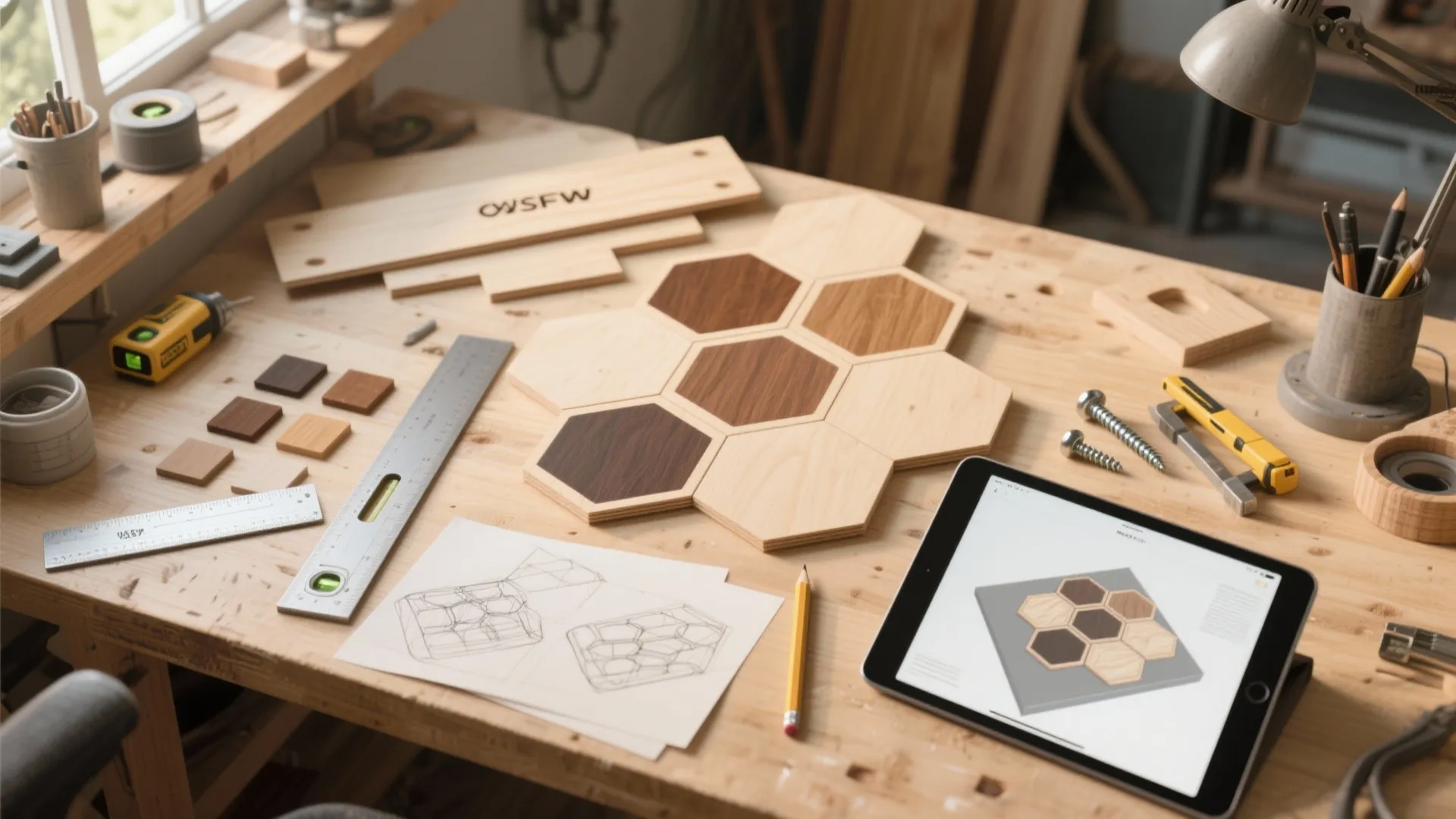 Hexagonal Shelf Mosaic