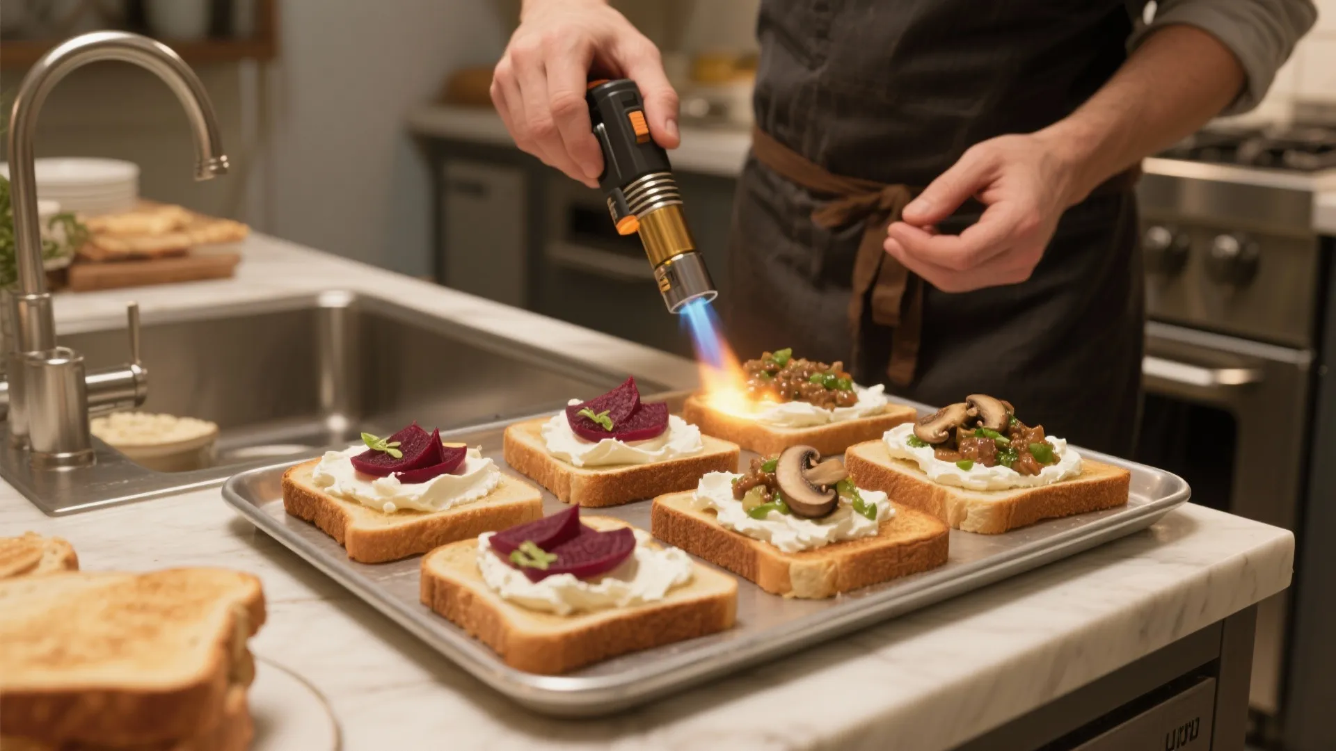 4. Warm Toasted Bites with Composed Toppings