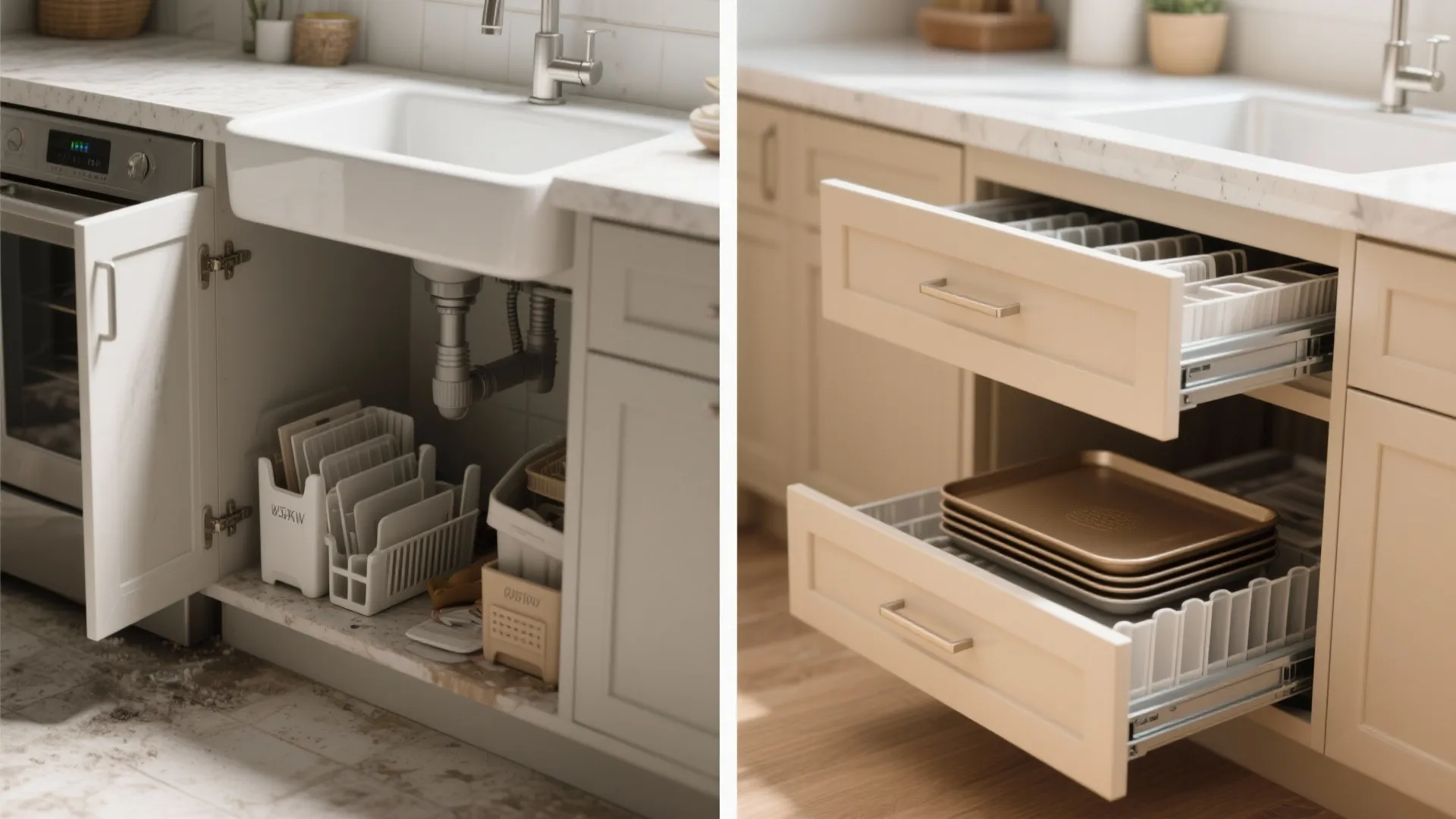 5. Hidden solutions: toe-kick drawers and under-sink organizers