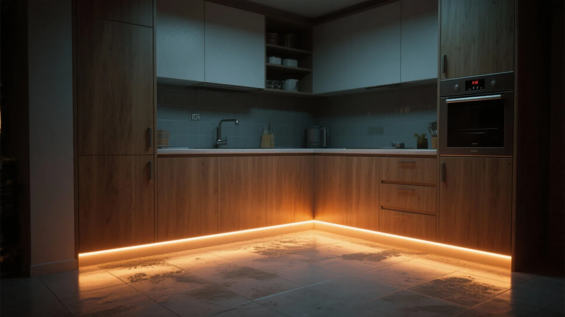 3. Toe-kick LEDs to lift the room