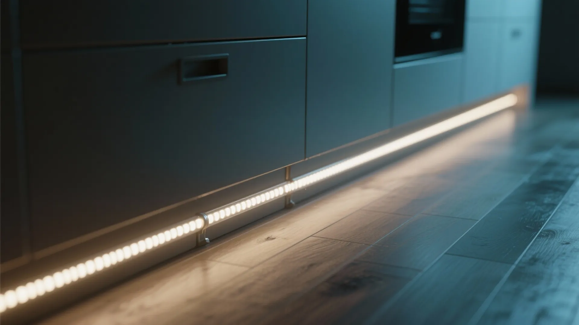 10. LED Strip Accents in Toe‑Kicks