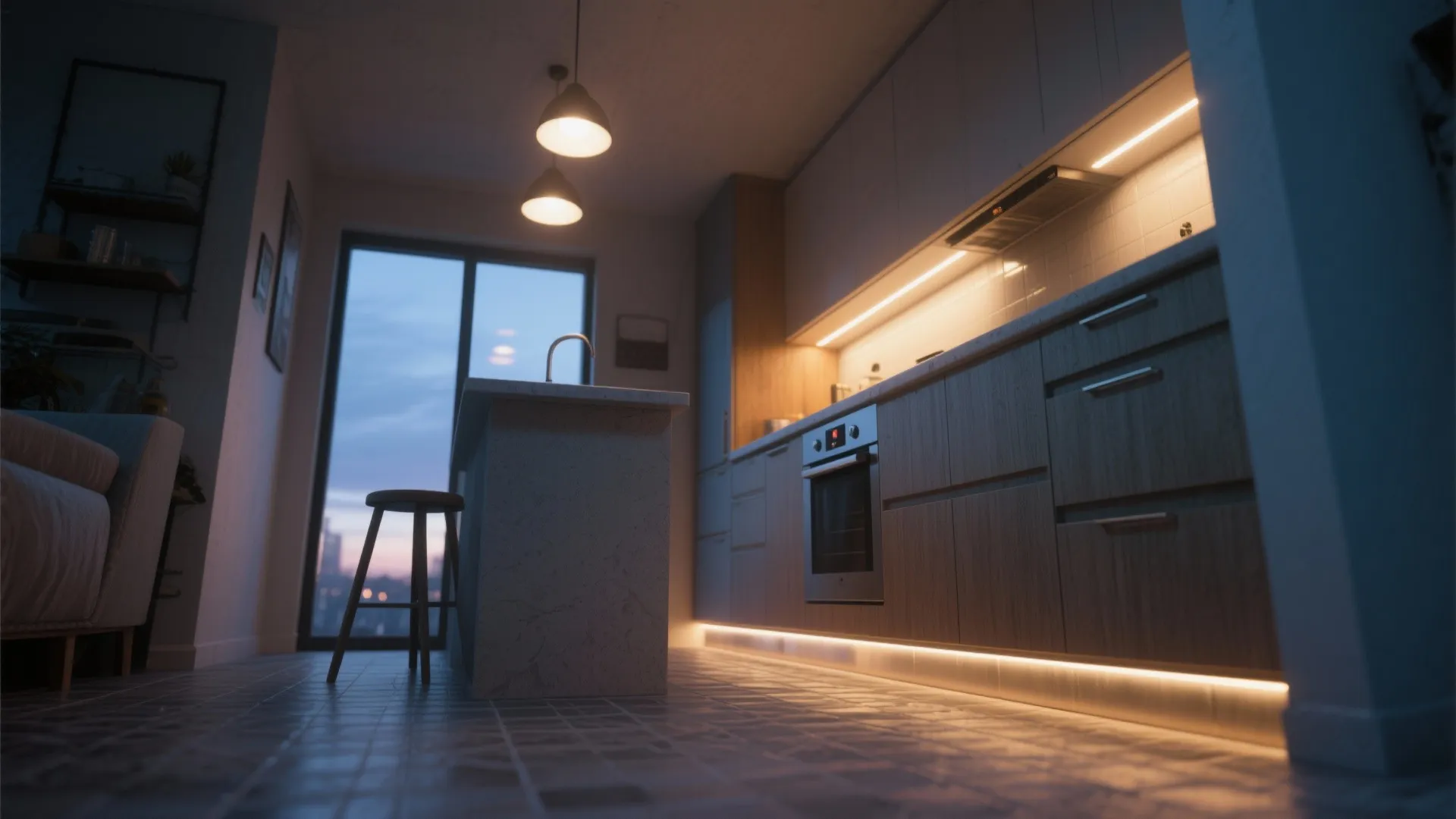 2. Toe-kick Lighting for Ambience and Safety