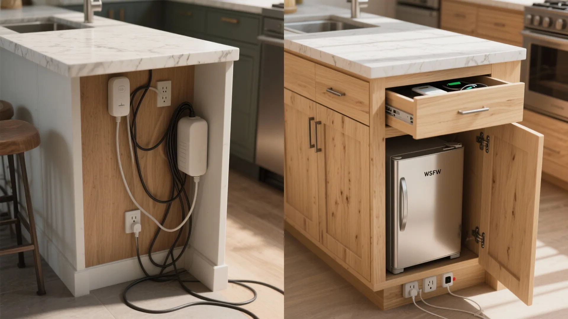 4. Toe-kick and under-counter outlets for hidden power