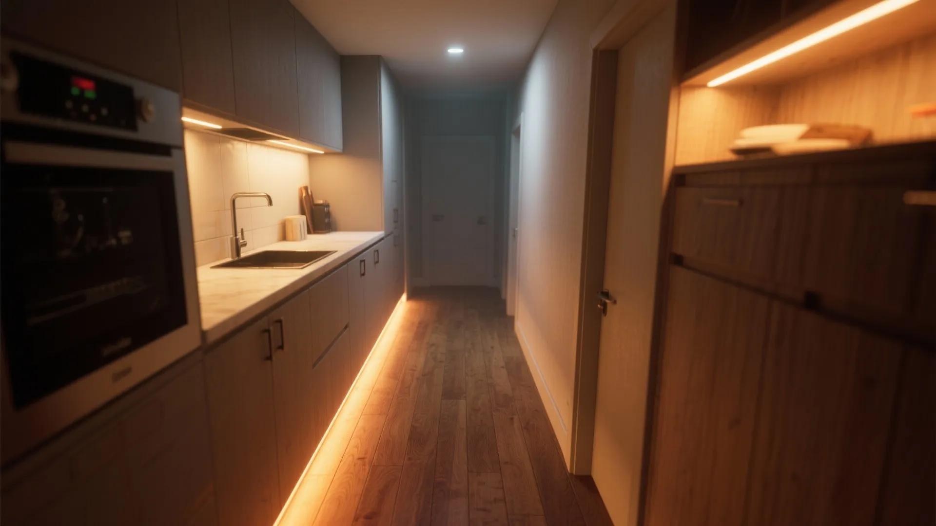 4. Warm under-cabinet and toe-kick lights