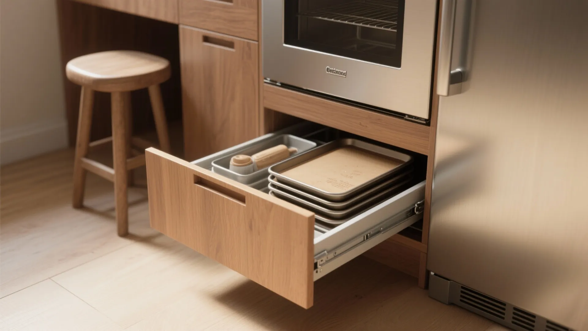 4. Toe-kick drawers and above-fridge slim storage