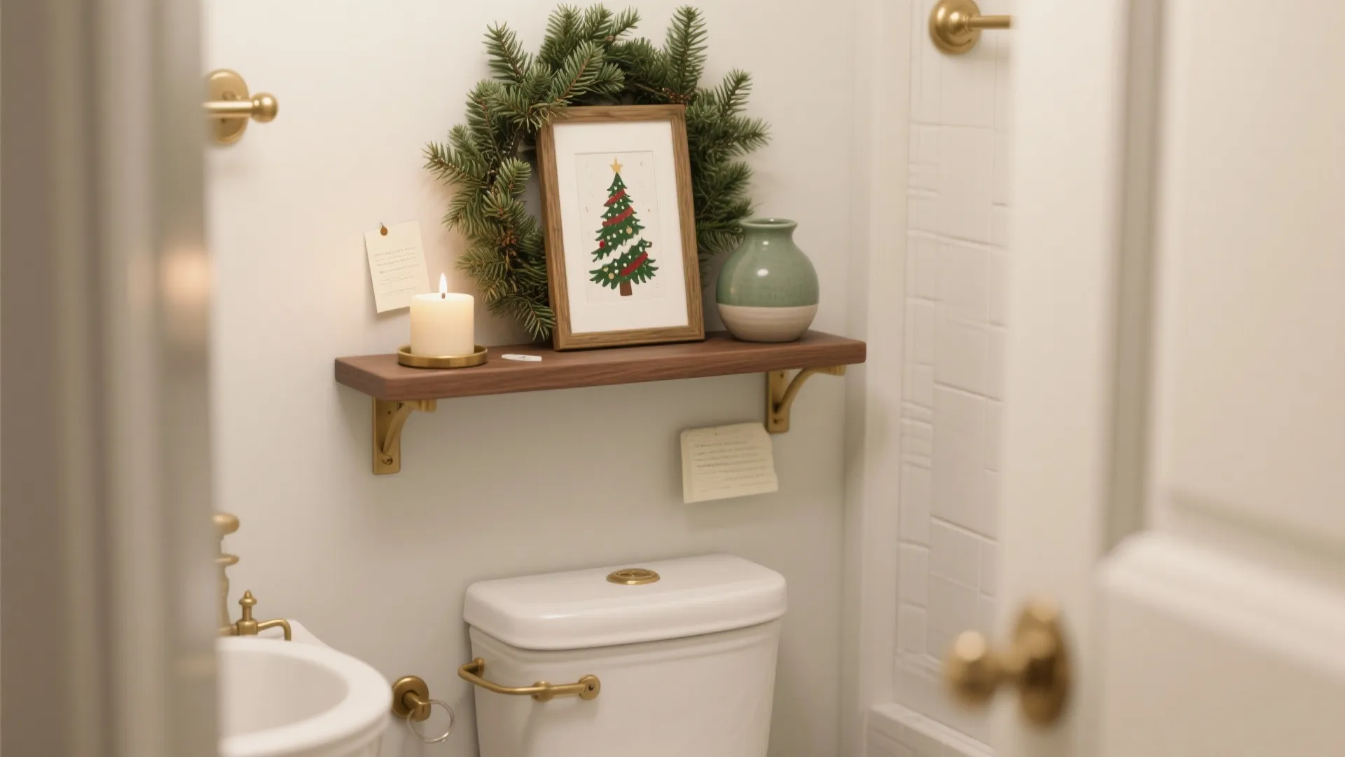 3. Create a Mini Mantel Above the Toilet