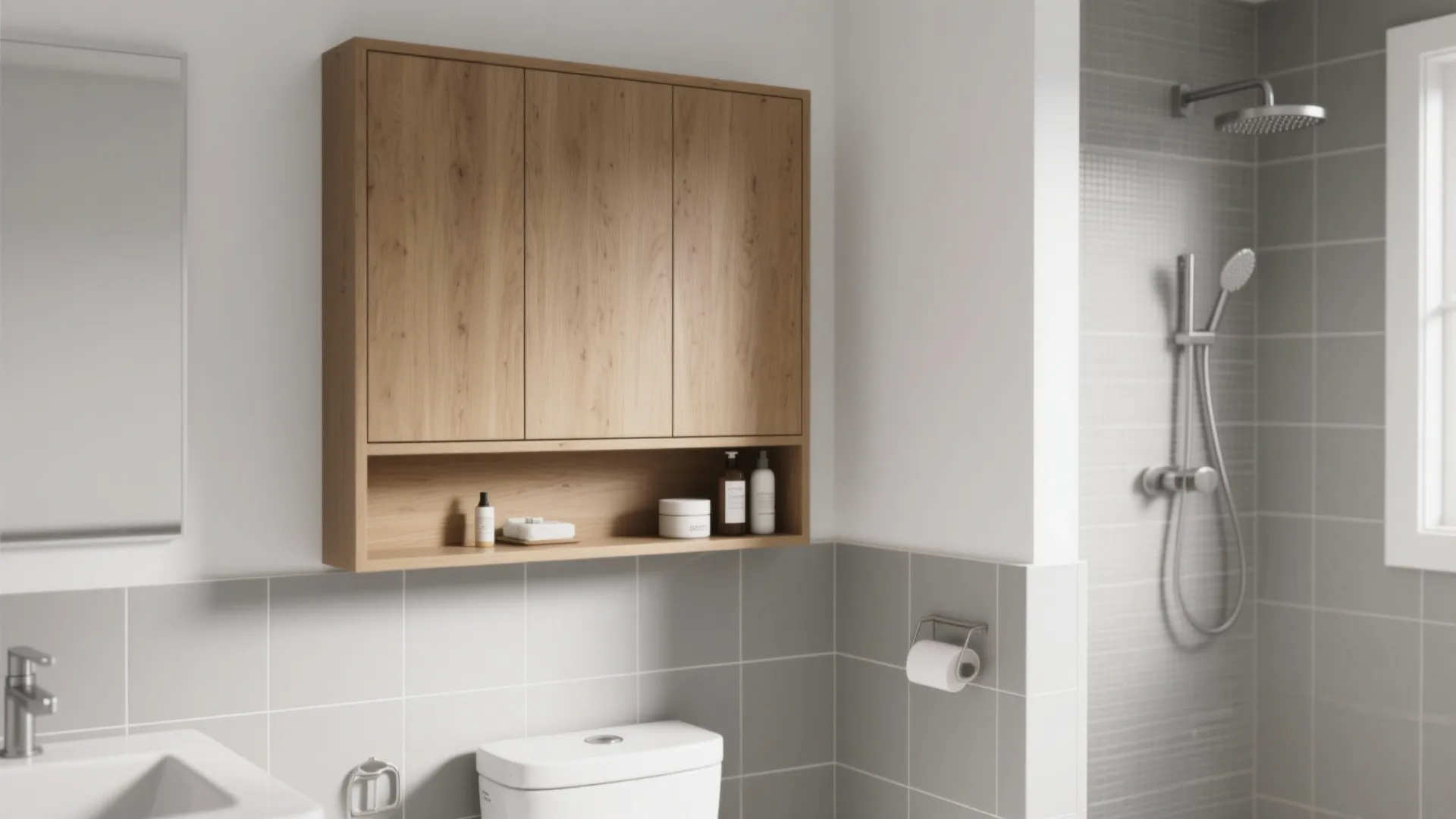Over-the-Toilet Cabinet and In-Wall Niches
