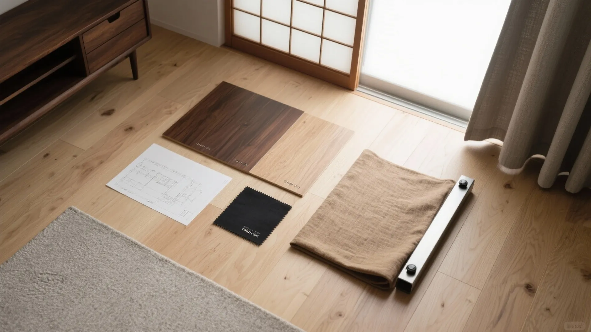 ブラウンを3層で使い分ける：基調・アクセント・質感（東京小戸型×日式風格）